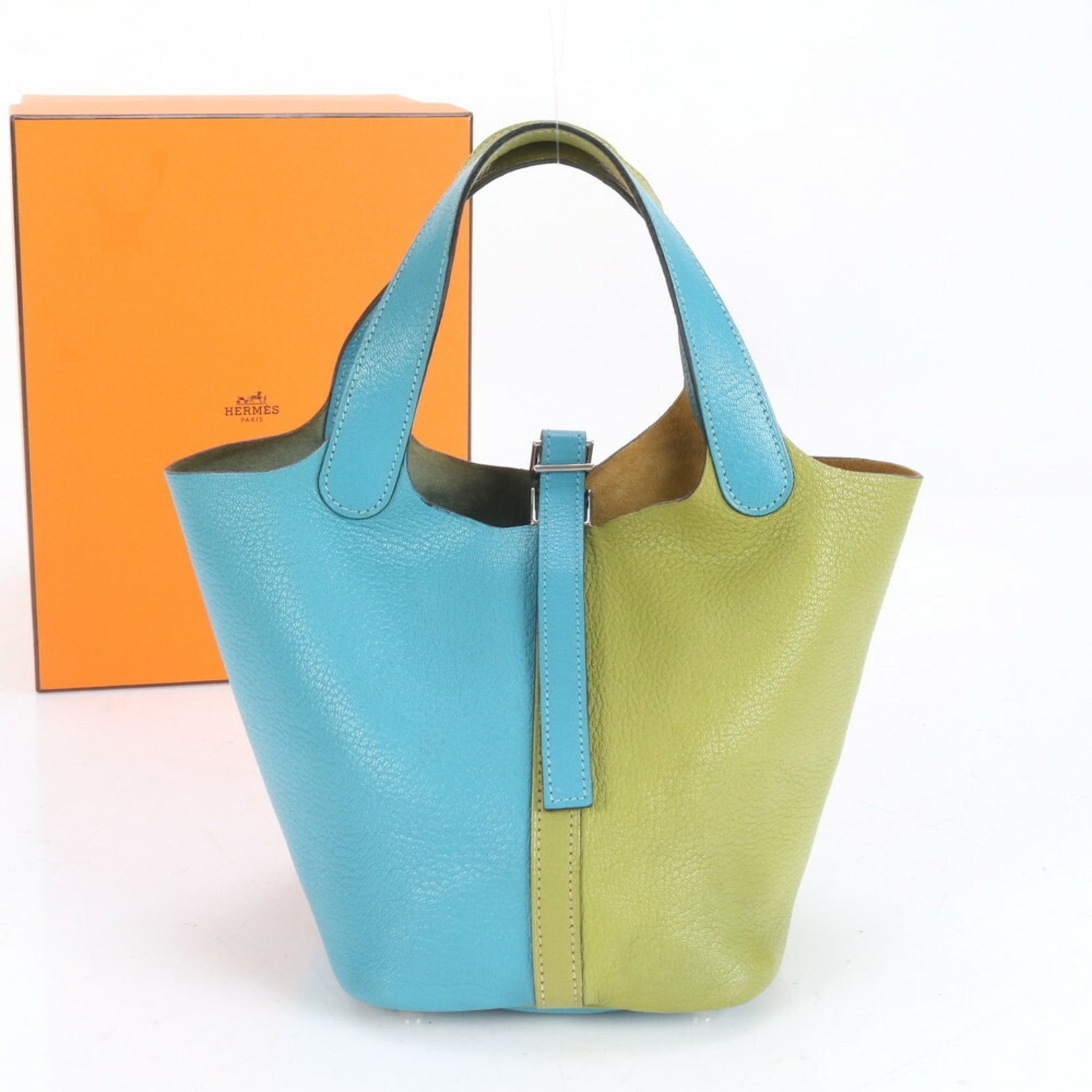 Hermes Hermès Picotin PM □J engraved leather handbag, tote bag, two-tone shoulder bag for women