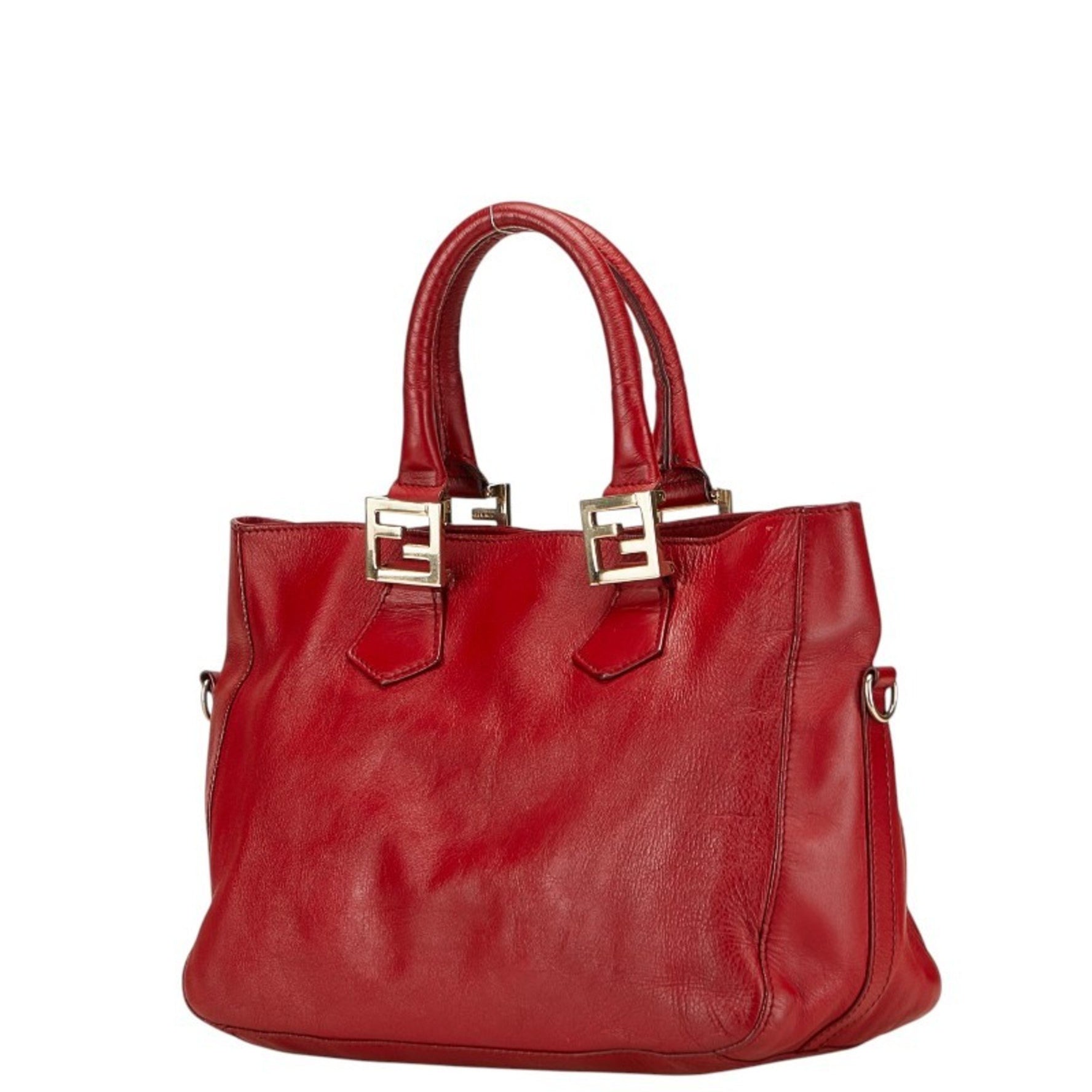 Fendi logo shoulder bag/handbag, red leather