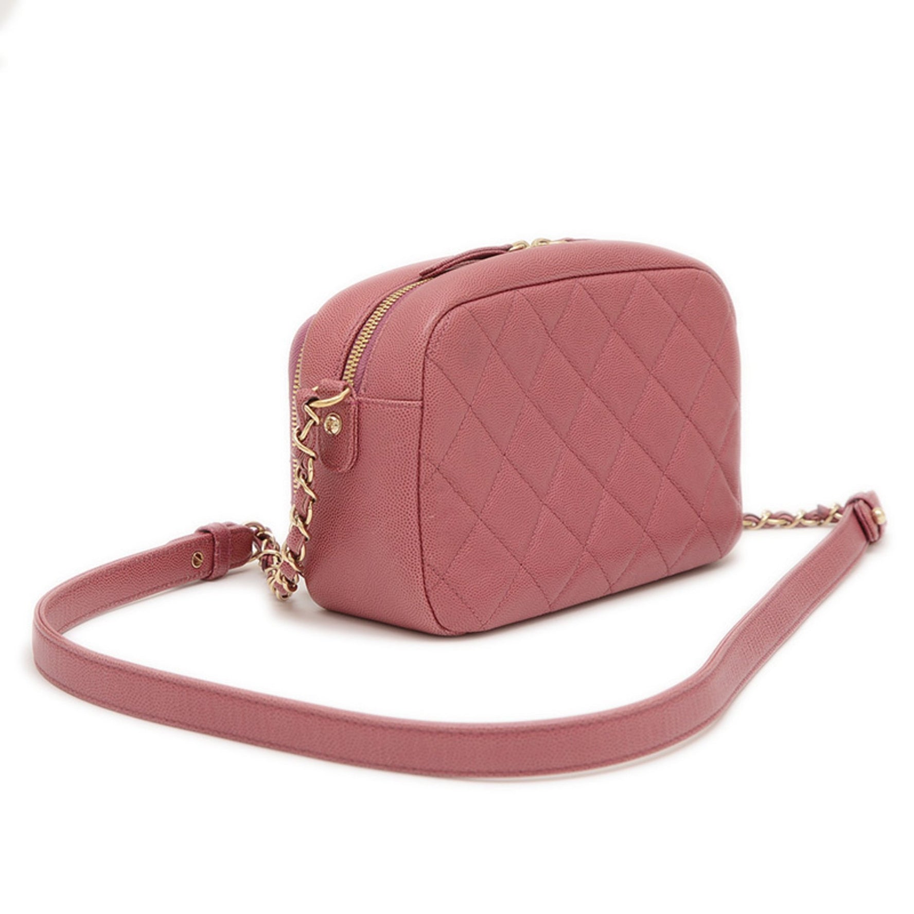 Chanel Matelasse Chain Shoulder Bag in Caviar Leather with Gold Hardware