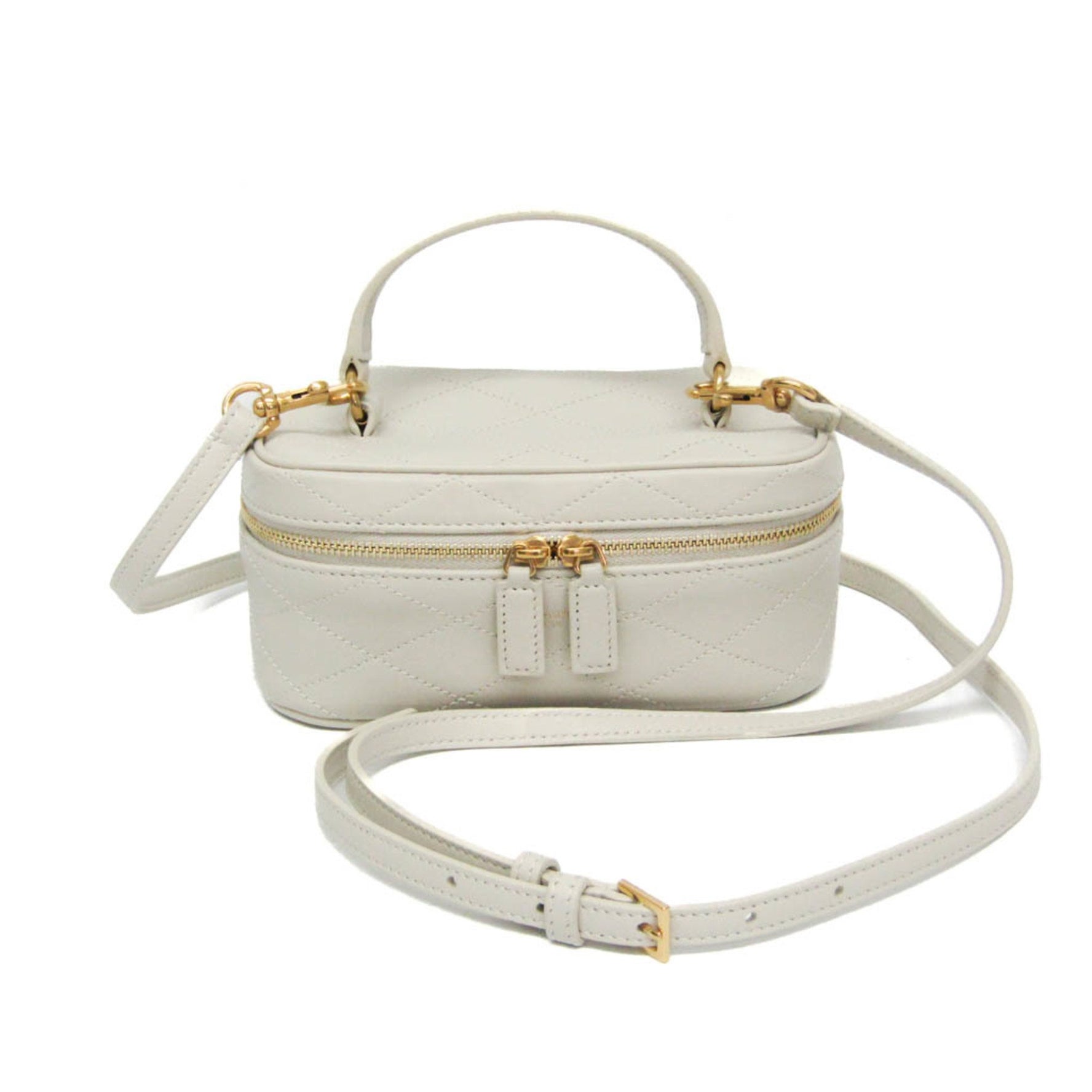 Saint Laurent Women's Leather Shoulder Bag,Vanity Bag Off-white
