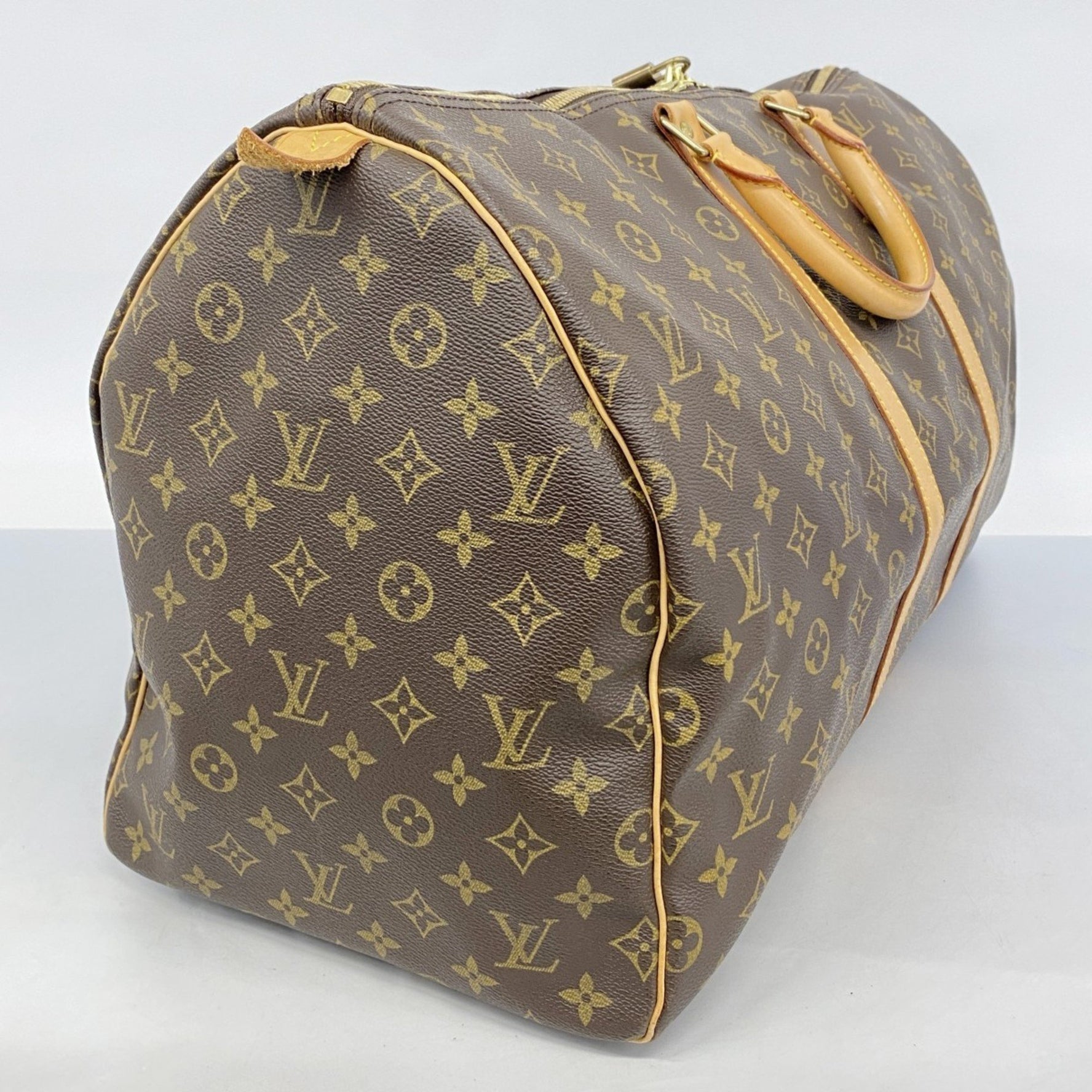 Louis Vuitton Monogram Keepall 55 Boston Bag M41424 Brown Men's and Women's