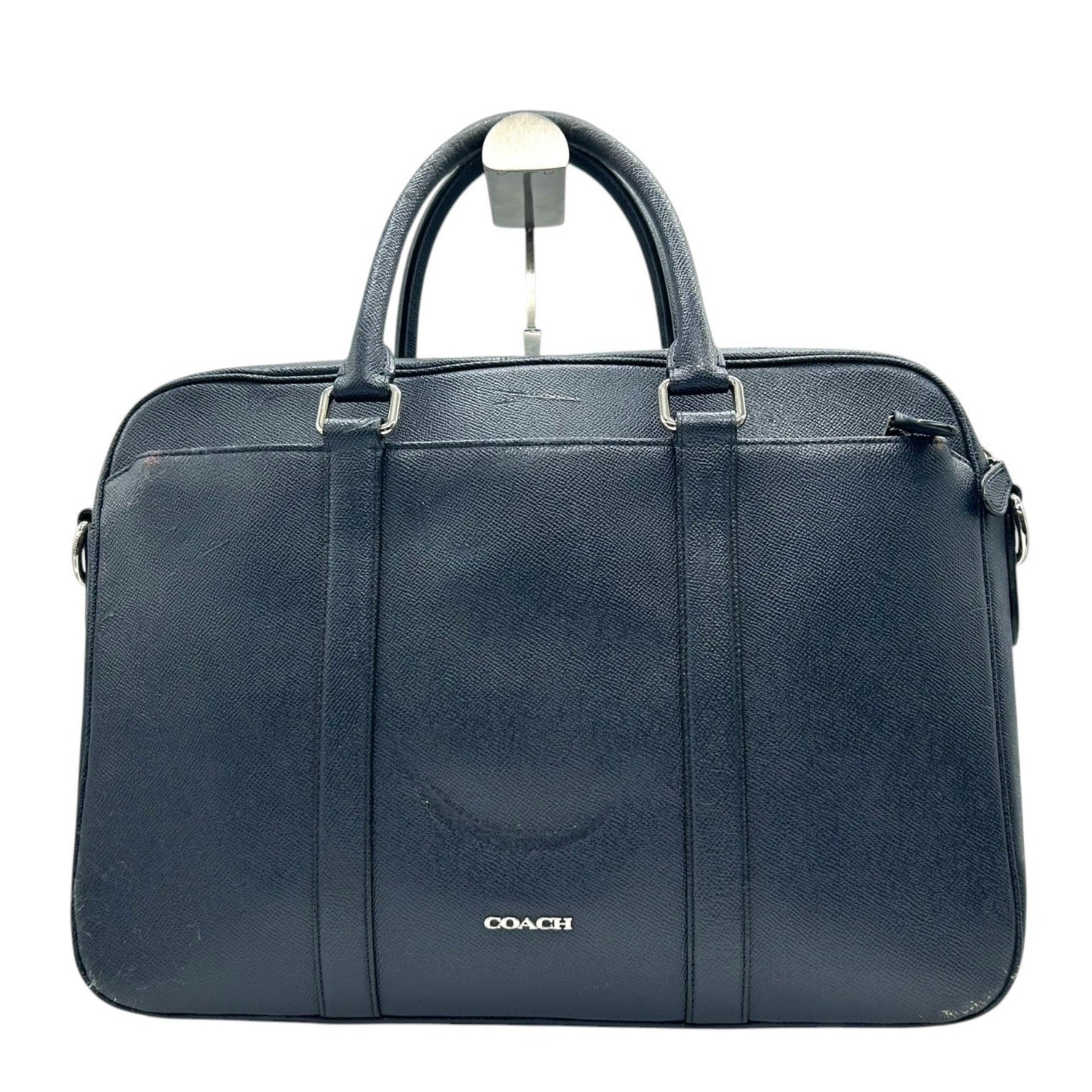 Coach Metropolitan Business Bag Briefcase in Crossgrain Leather, Blue, Men's