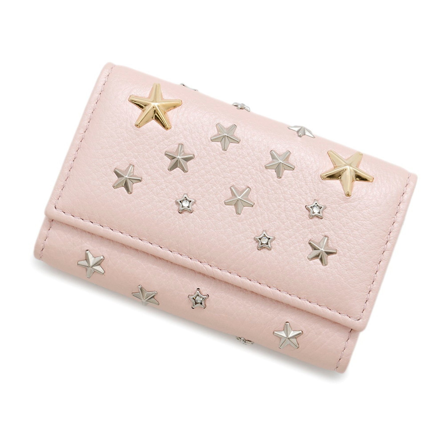 Jimmy Choo key case, star studs, leather, rhinestones