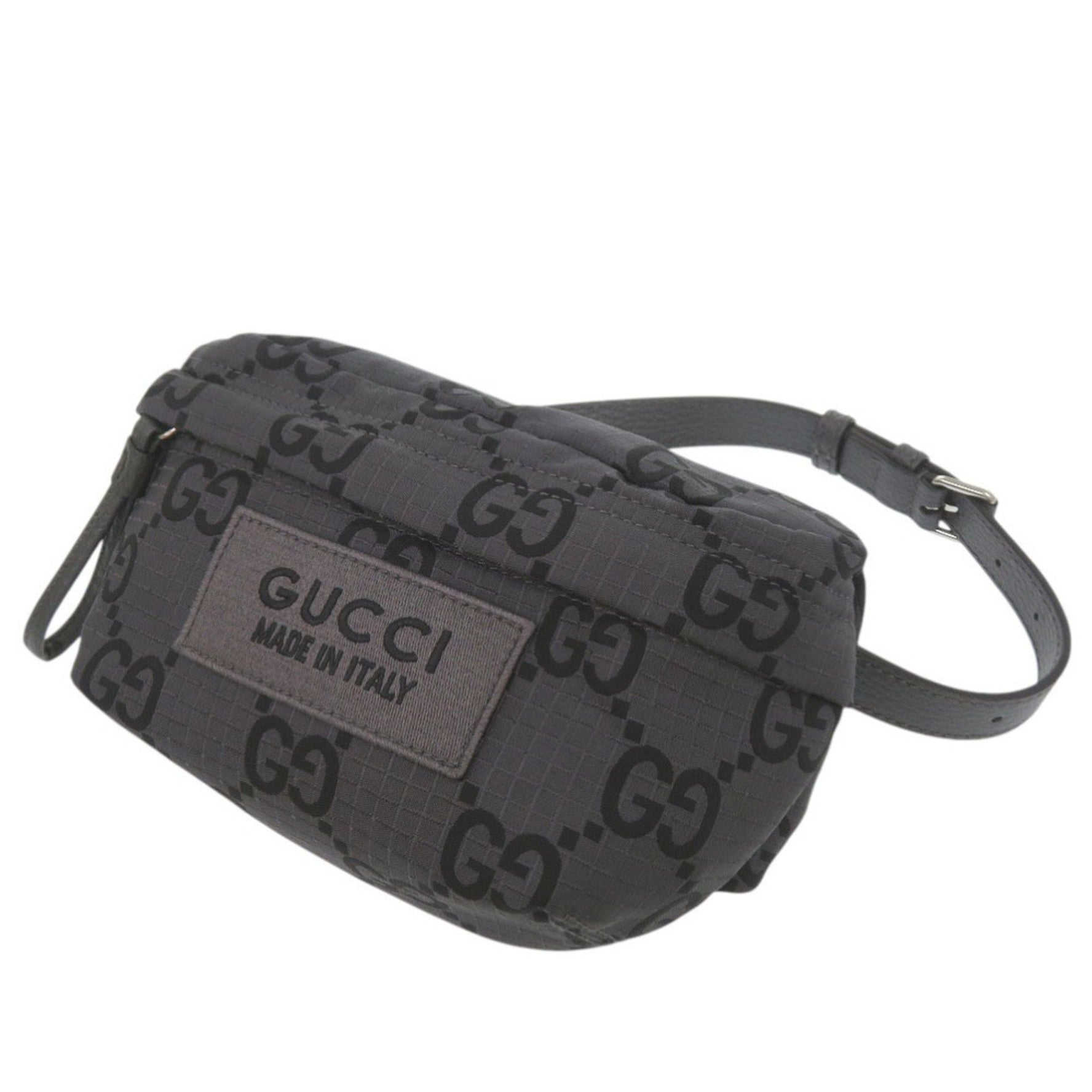 Unused Gucci GG Cross Body Bag Recycled Polyester Dark Gray