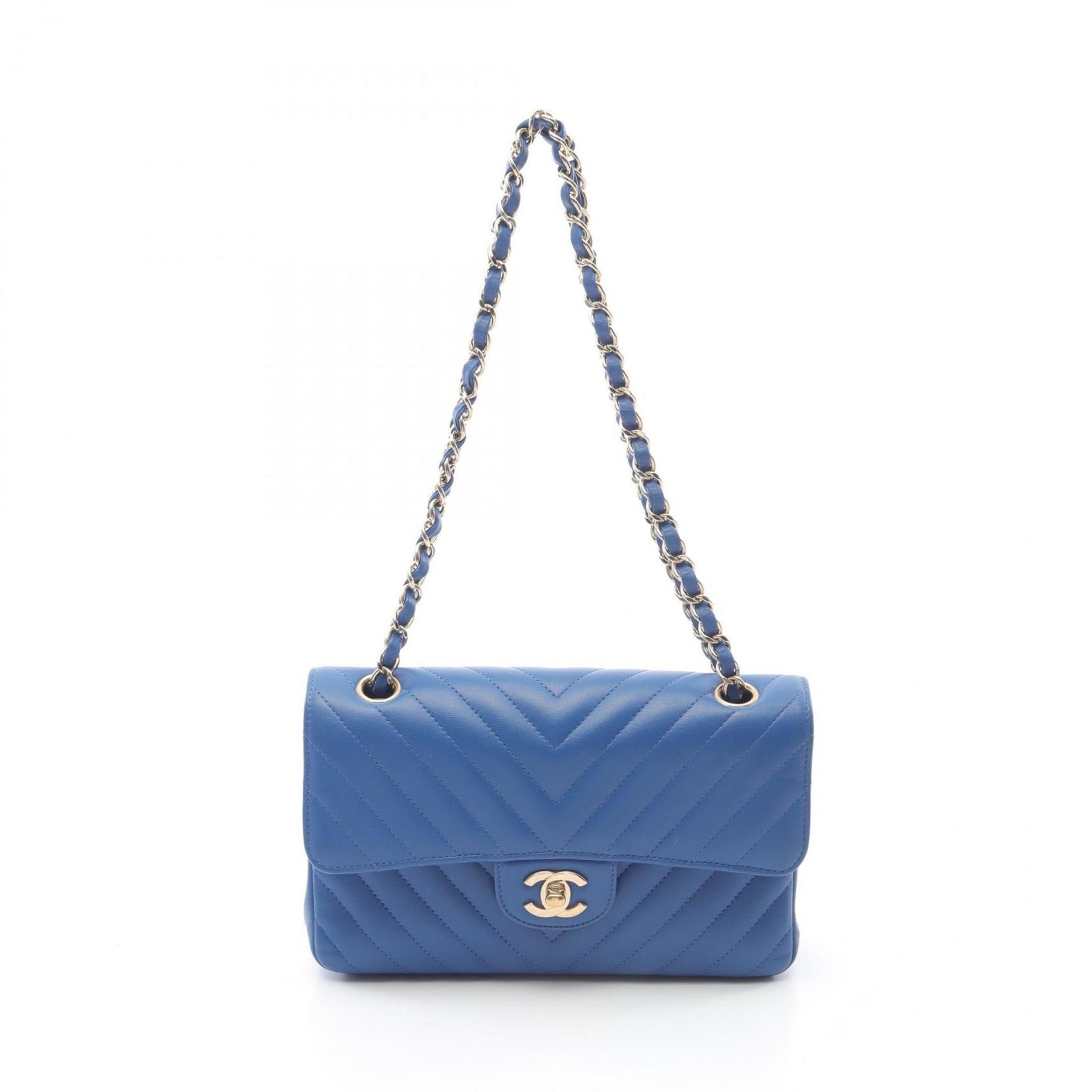 CHANEL Chevron V-stitch W-flap shoulder bag Lambskin (sheepskin)
