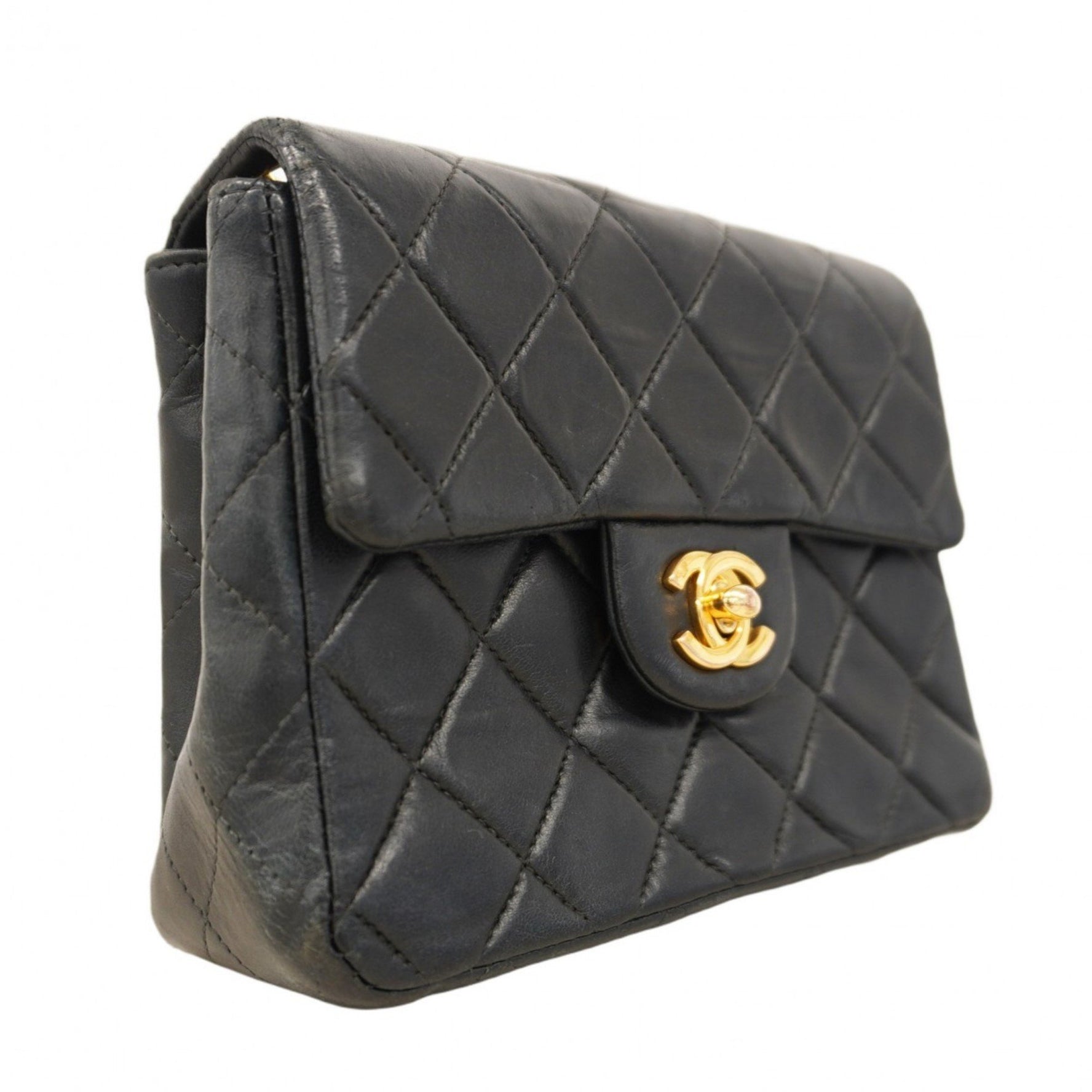 Chanel Mini Matelasse Shoulder Bag with Chain Bag, Lambskin, Blue