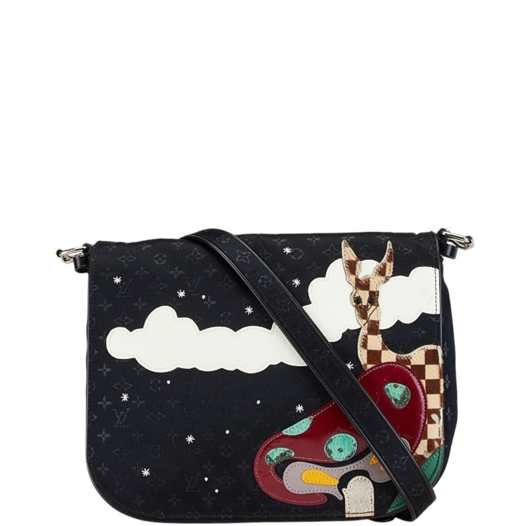 Louis Vuitton Monogram Satin Comte de Fay Musette Shoulder Bag M92273 Noir Black Leather Women's LOUIS VUITTON