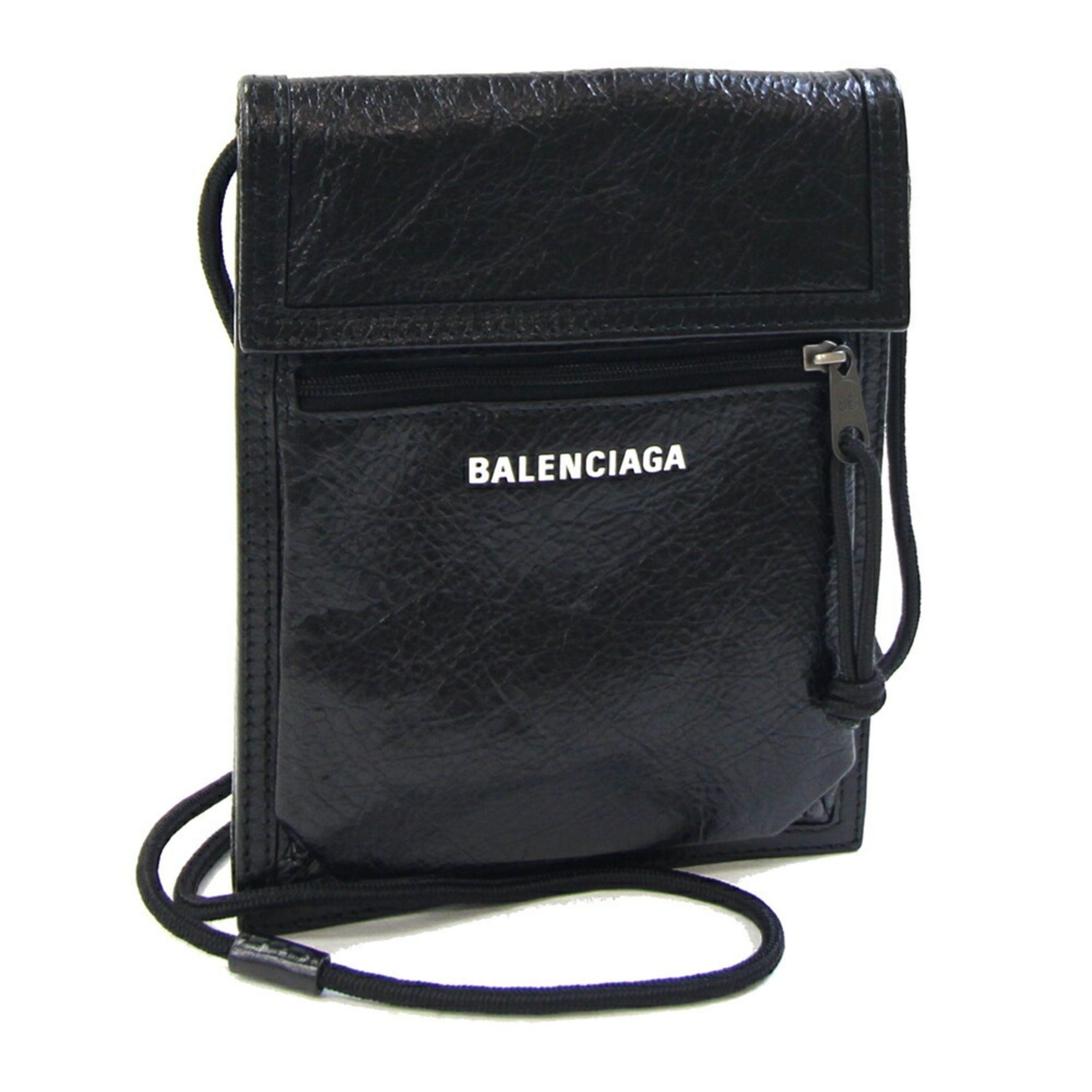 Balenciaga Explorer Shoulder Bag Black Leather Pochette Crossbody for Men and Women