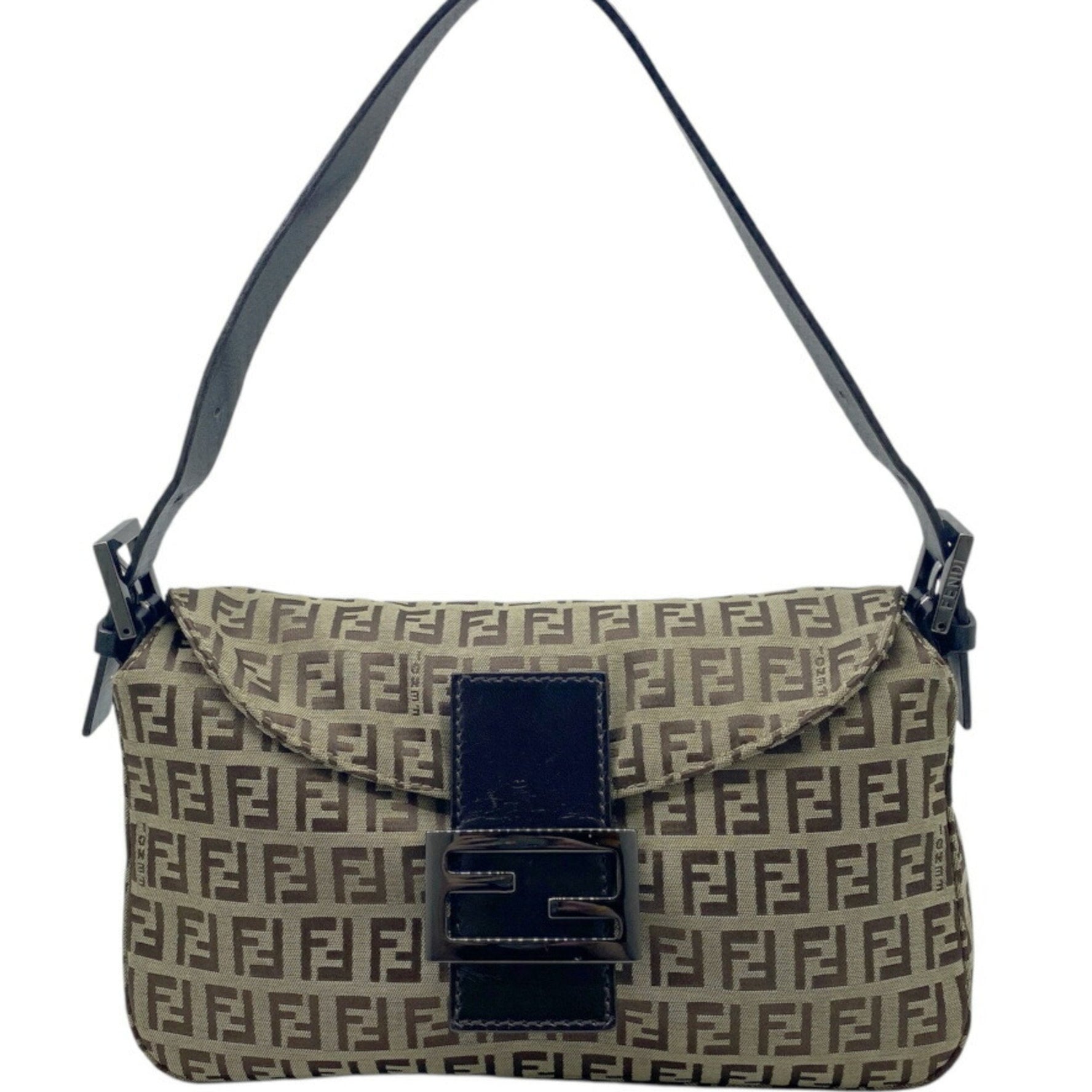 FENDI Mamma Bucket Zucchino Canvas and Leather Brown Handbag Bag 8DR003 Beige for Men Women