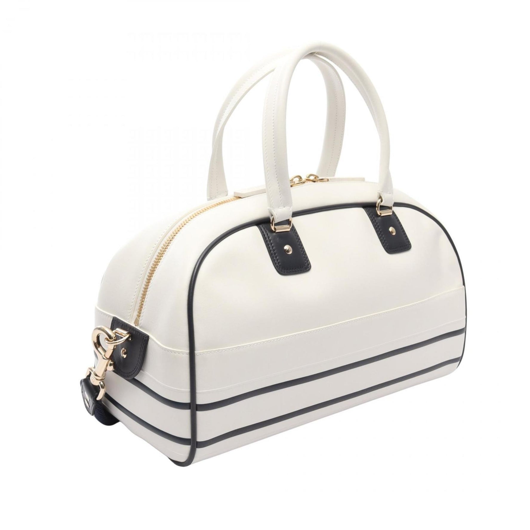 Christian Dior Dior VIBE Medium Bowling Bag, Leather, White/Black