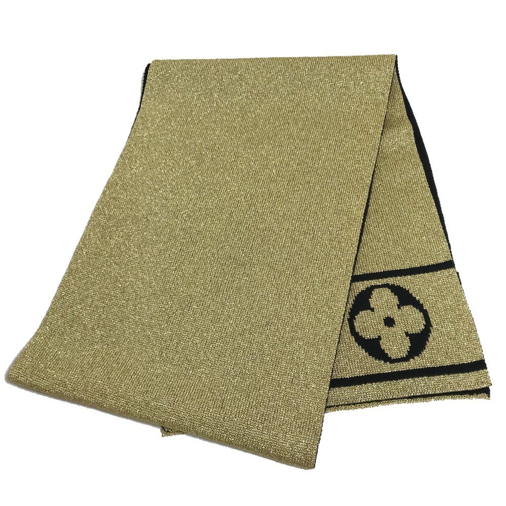 LOUIS VUITTON M76167 Echarpe Glitter Wool Scarf for Women, Gold and Black