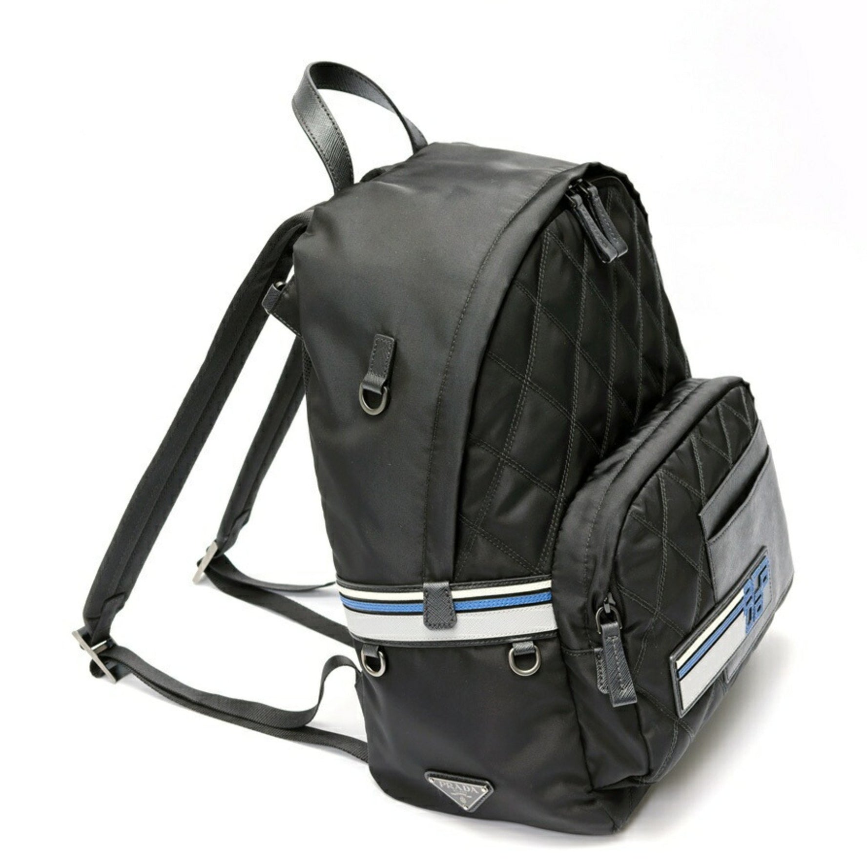 PRADA Backpack Rucksack Quilted Nylon Saffiano Leather
