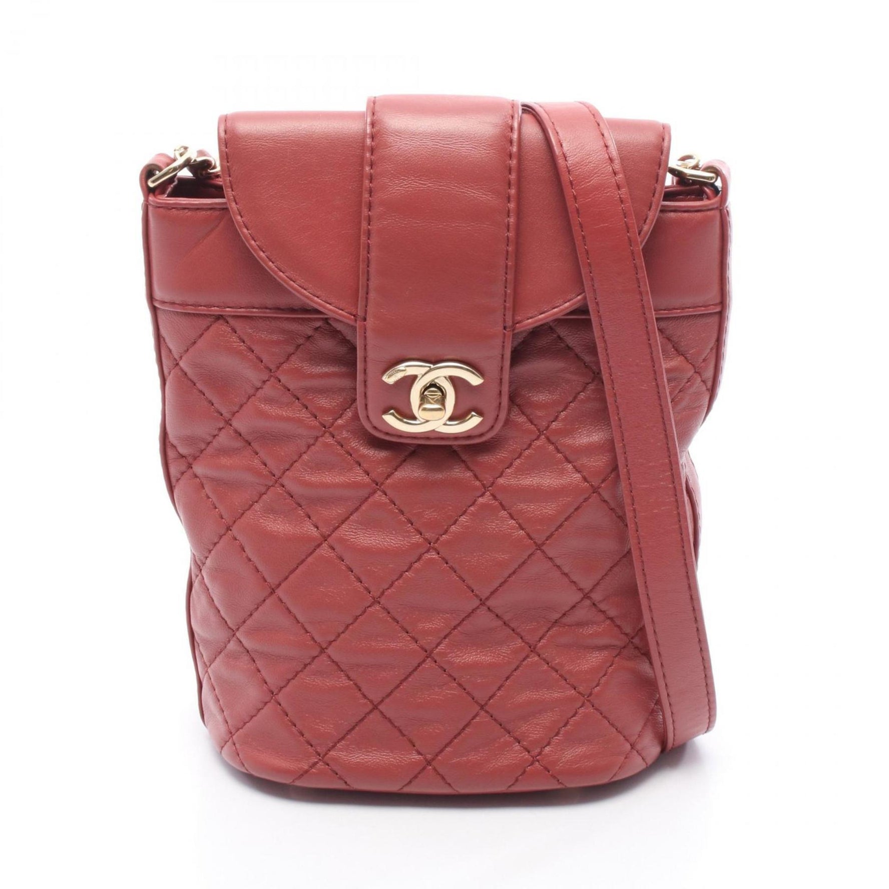 CHANEL Matelasse Shoulder Bag, Leather, Red
