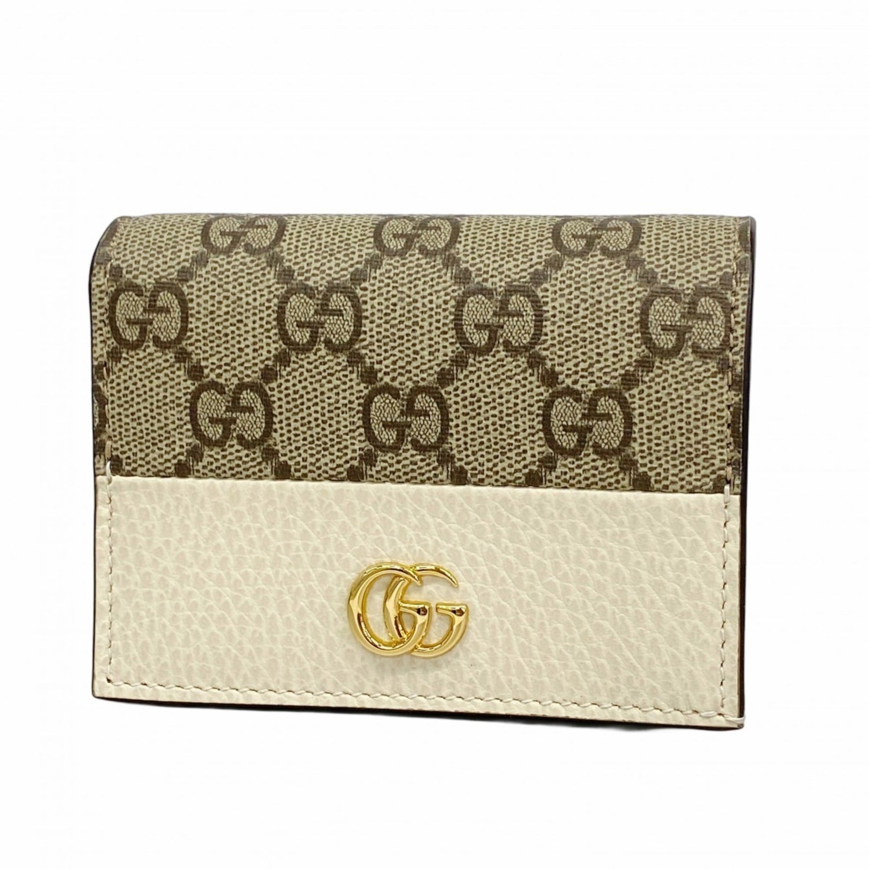 Gucci GG Marmont Supreme Wallet Leather Brown Ivory