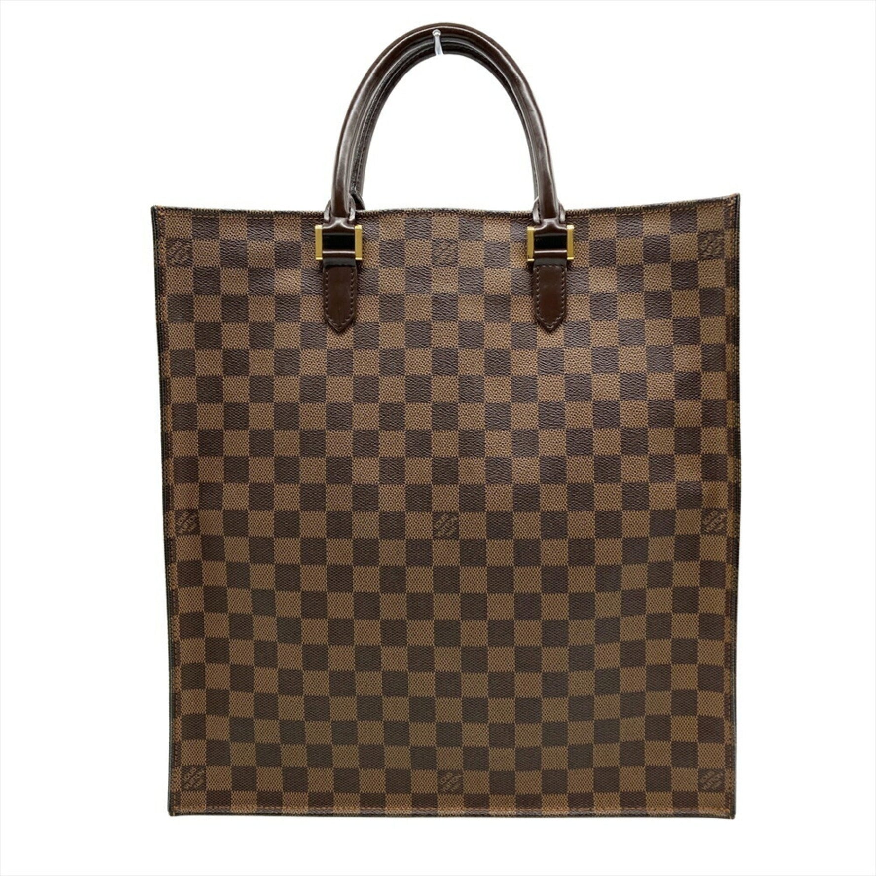 Louis Vuitton Sac Plat Handbag Damier Ebene Brown