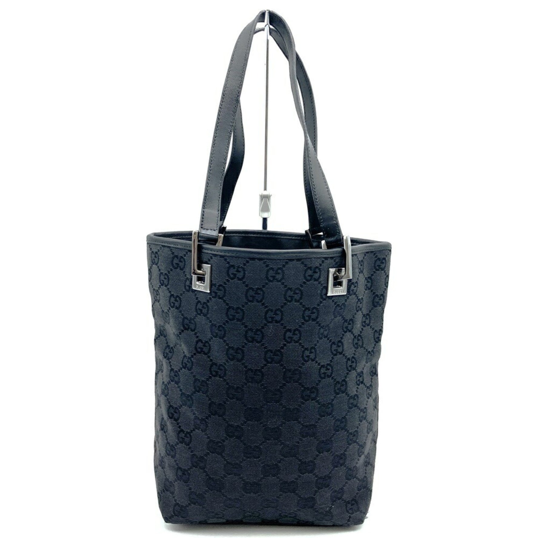 GUCCI Handbag, Tote Bag, Shoulder GG Canvas, Leather, Black, Women's and Men's