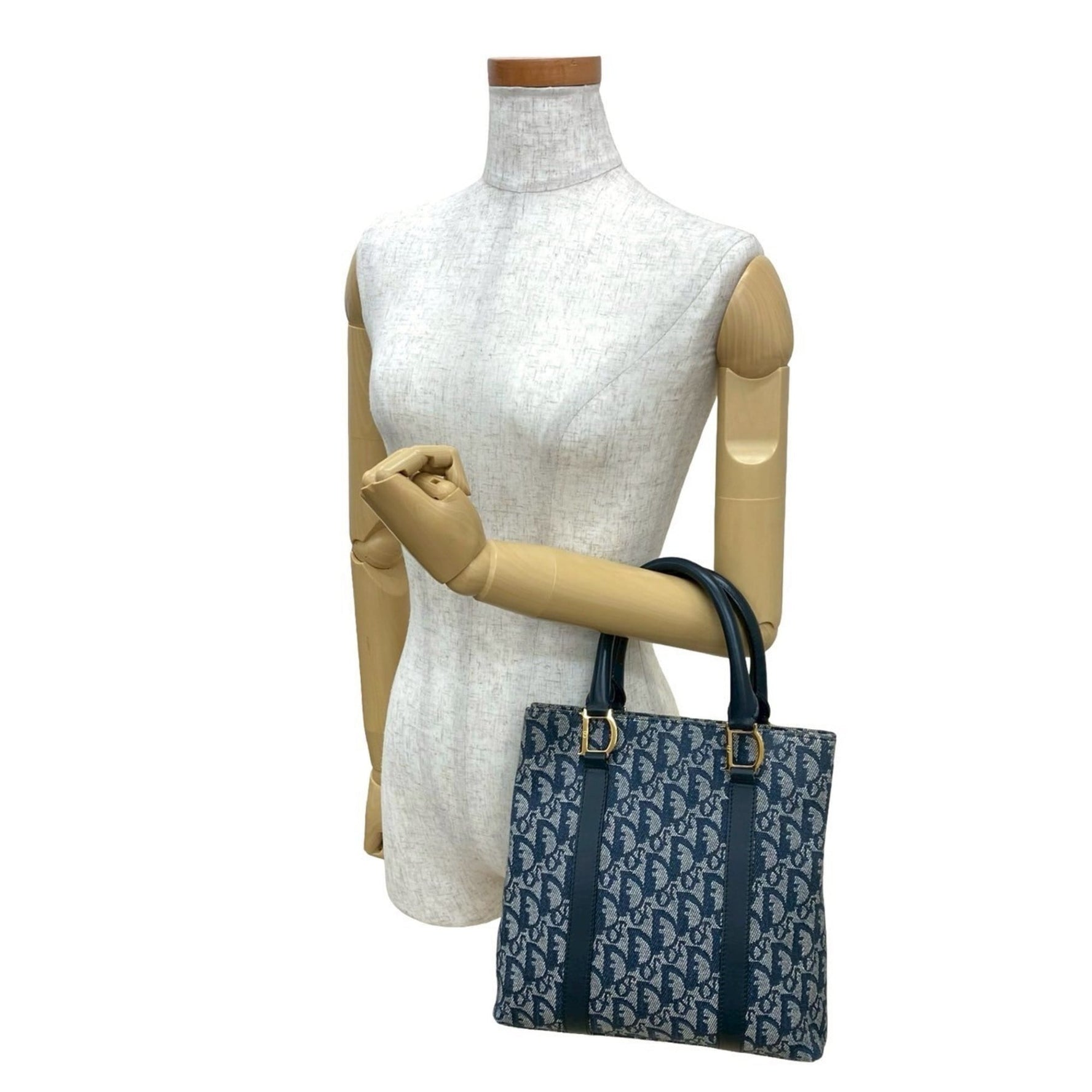 Christian Dior Trotter Leather Canvas Handbag Mini Tote Bag