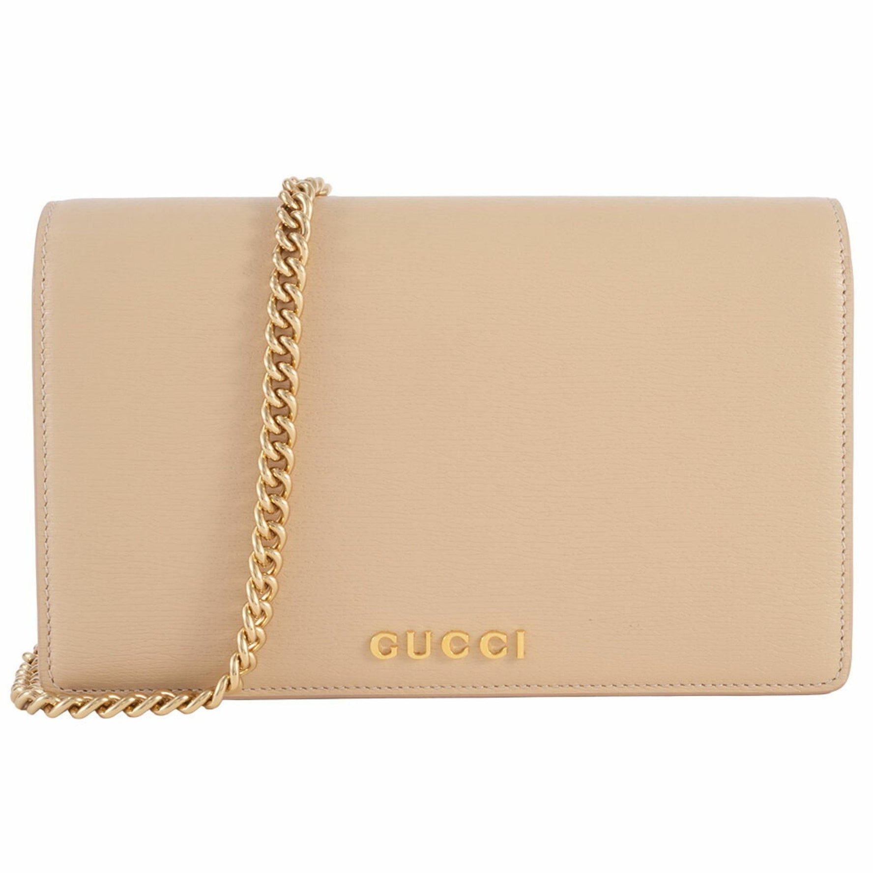 Gucci Chain Wallet Shoulder Bag Leather Pale Orange
