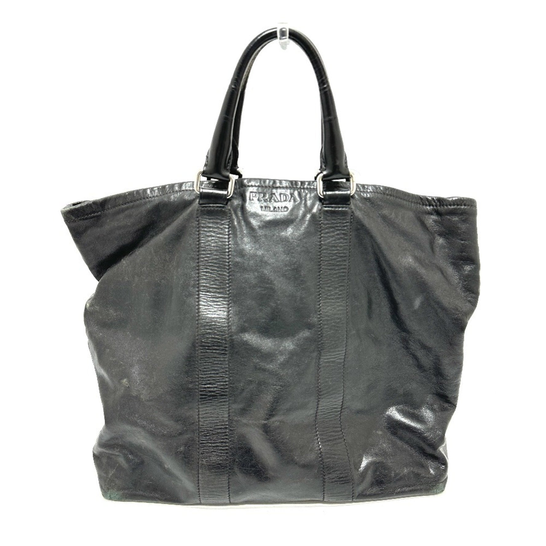 PRADA Prada Logo Tote Bag Leather Men's Black
