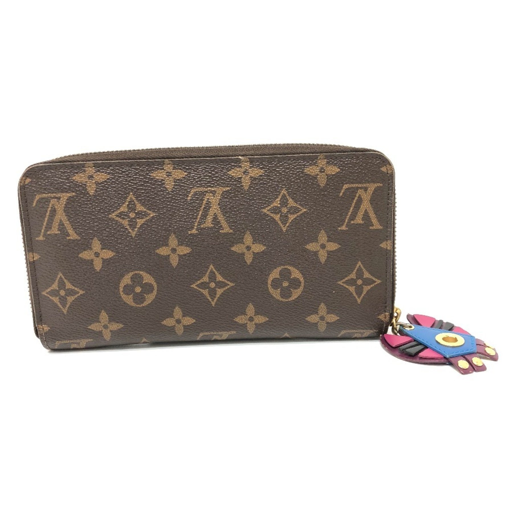 LOUIS VUITTON M61364 Monogram Zippy Wallet Totem Long Canvas Women's Brown/Red
