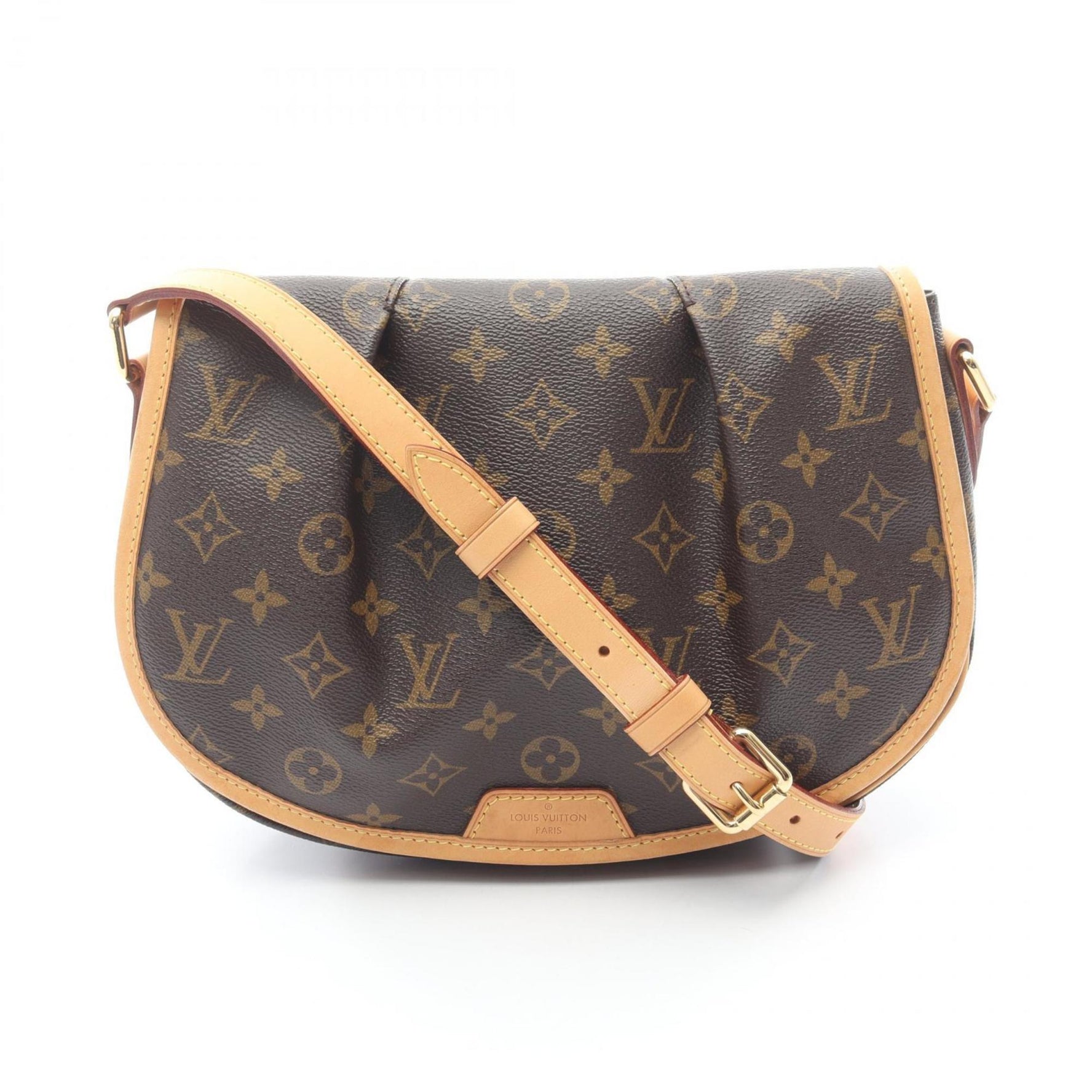 Louis Vuitton Menilmontant PM Monogram Shoulder Bag in Coated Canvas and Leather, Brown