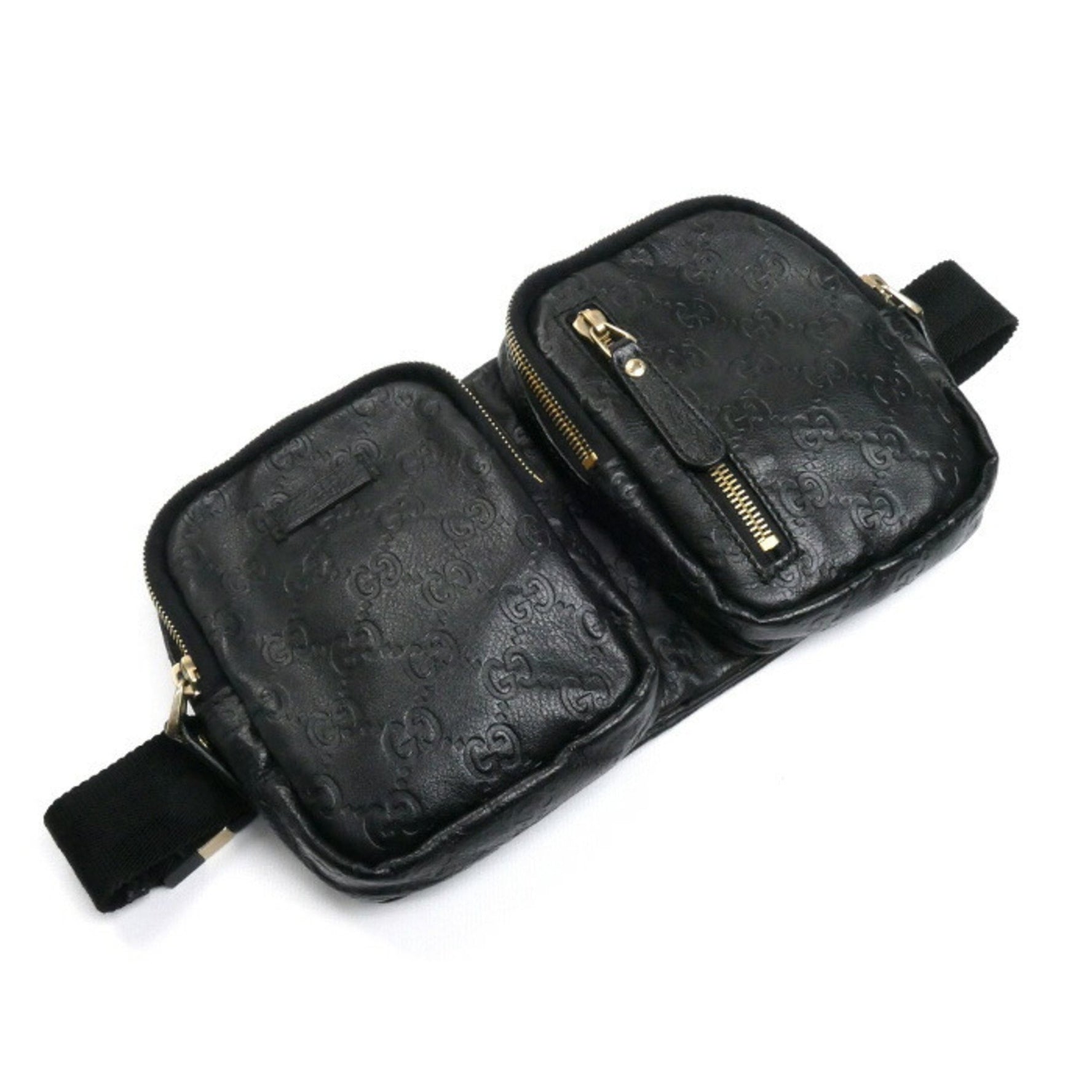 GUCCI Guccissima Body Bag/Waist Bag, Black, 246417, Unisex