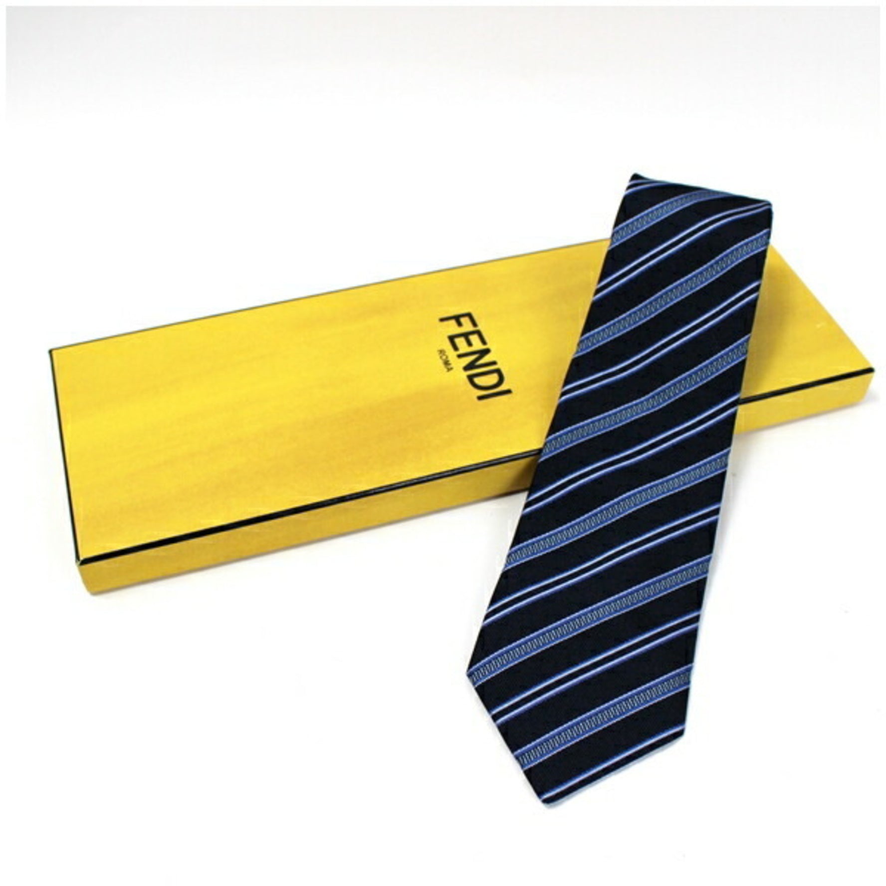 FENDI Silk Tie Striped Pattern Men's
