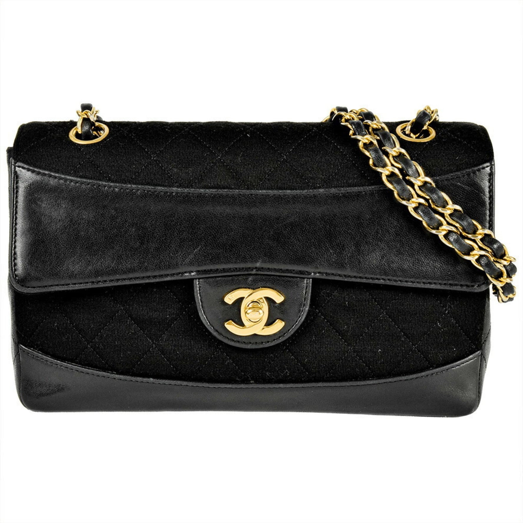 CHANEL Matelasse Chain Shoulder Bag in Cotton and with Coco Mark Lambskin