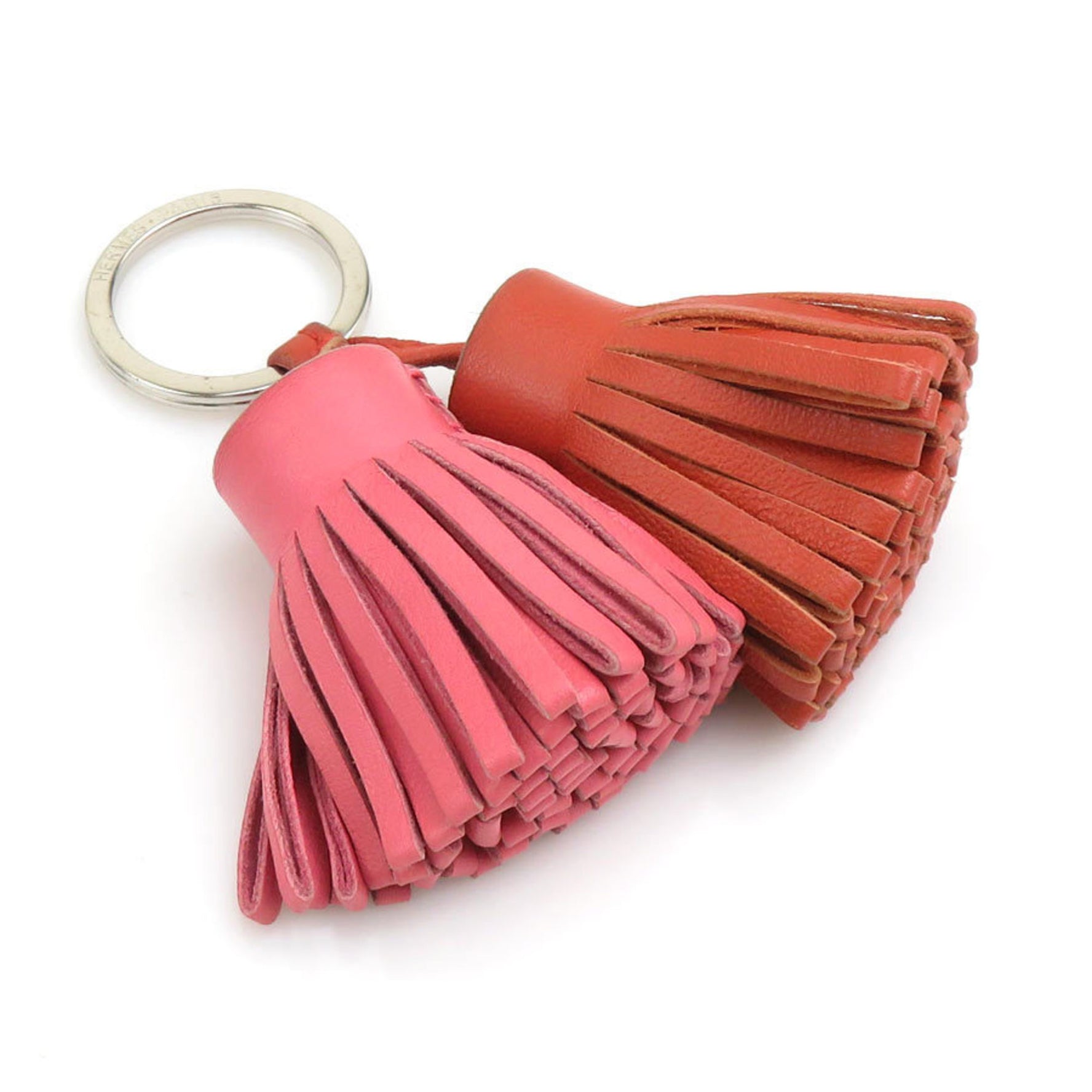 Hermes Hermès Carmen Unodos Key Ring, Leather and Metal, Brown Pink, Women's, e60823n