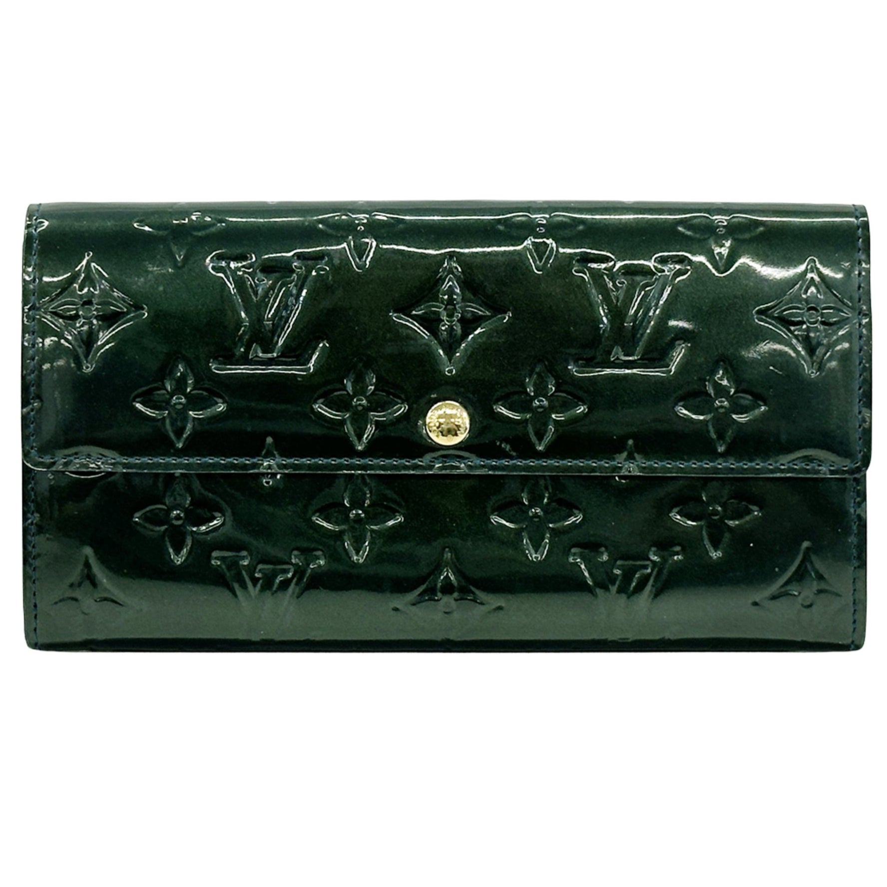 Louis Vuitton Monogram Vernis Long Wallet, Portefeuille Sarah Bleu Nuit available in green, dark and navy.