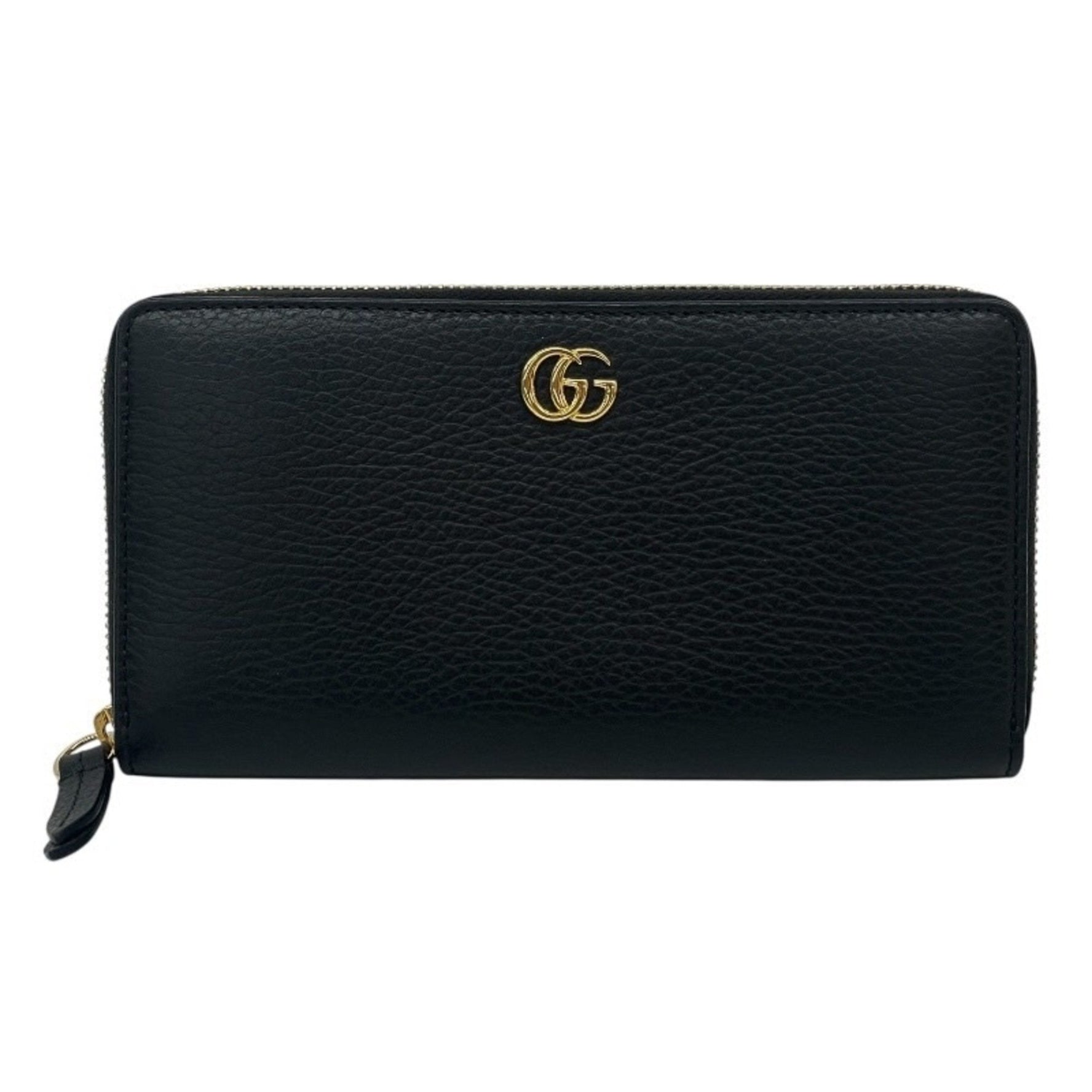 GUCCI GG Marmont Leather Long Wallet, Women's, Black, Zip-Around, Men's