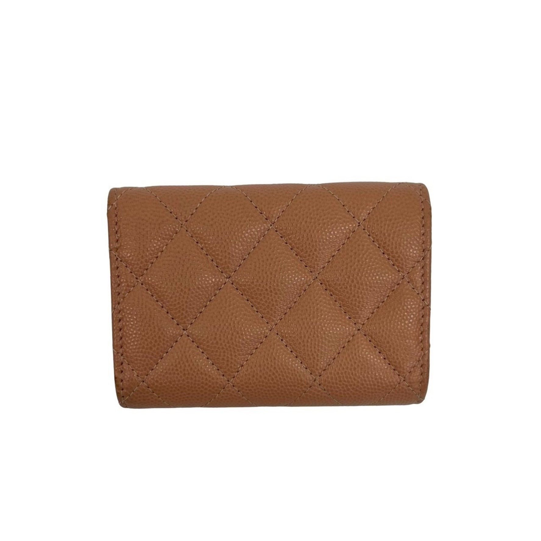 Random number CHANEL Matelasse Coco Caviar Leather Tri-fold Wallet Mini