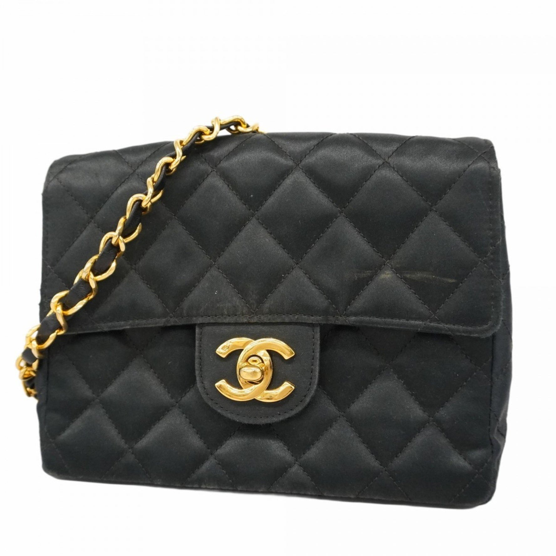 Chanel Mini Matelasse Chain Shoulder Bag, Satin