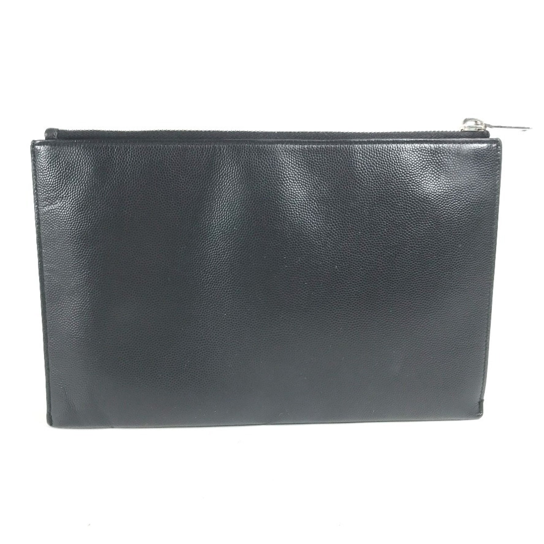 SAINT LAURENT Saint Laurent Paris Pouch Clutch Bag Leather Men's Black