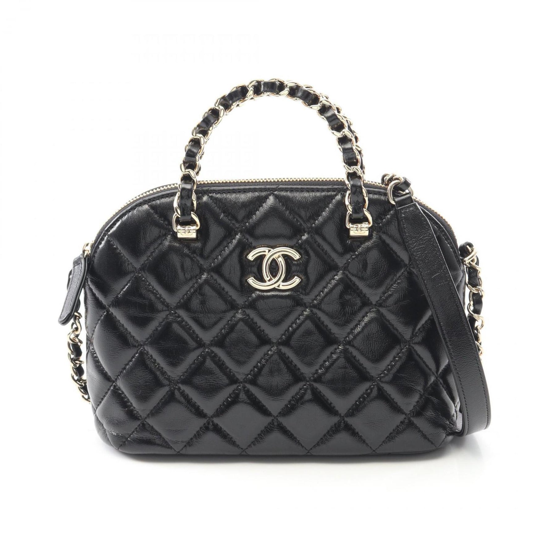 CHANEL Matelasse Shoulder Bag in Shiny Lambskin, Black, AS5130