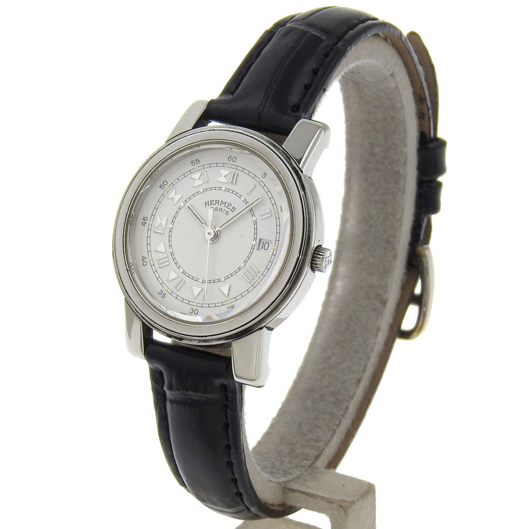 Hermes HERMES Carrick Watch Stainless Steel x Embossed Leather Quartz Analog Display White Dial Women's H210624616