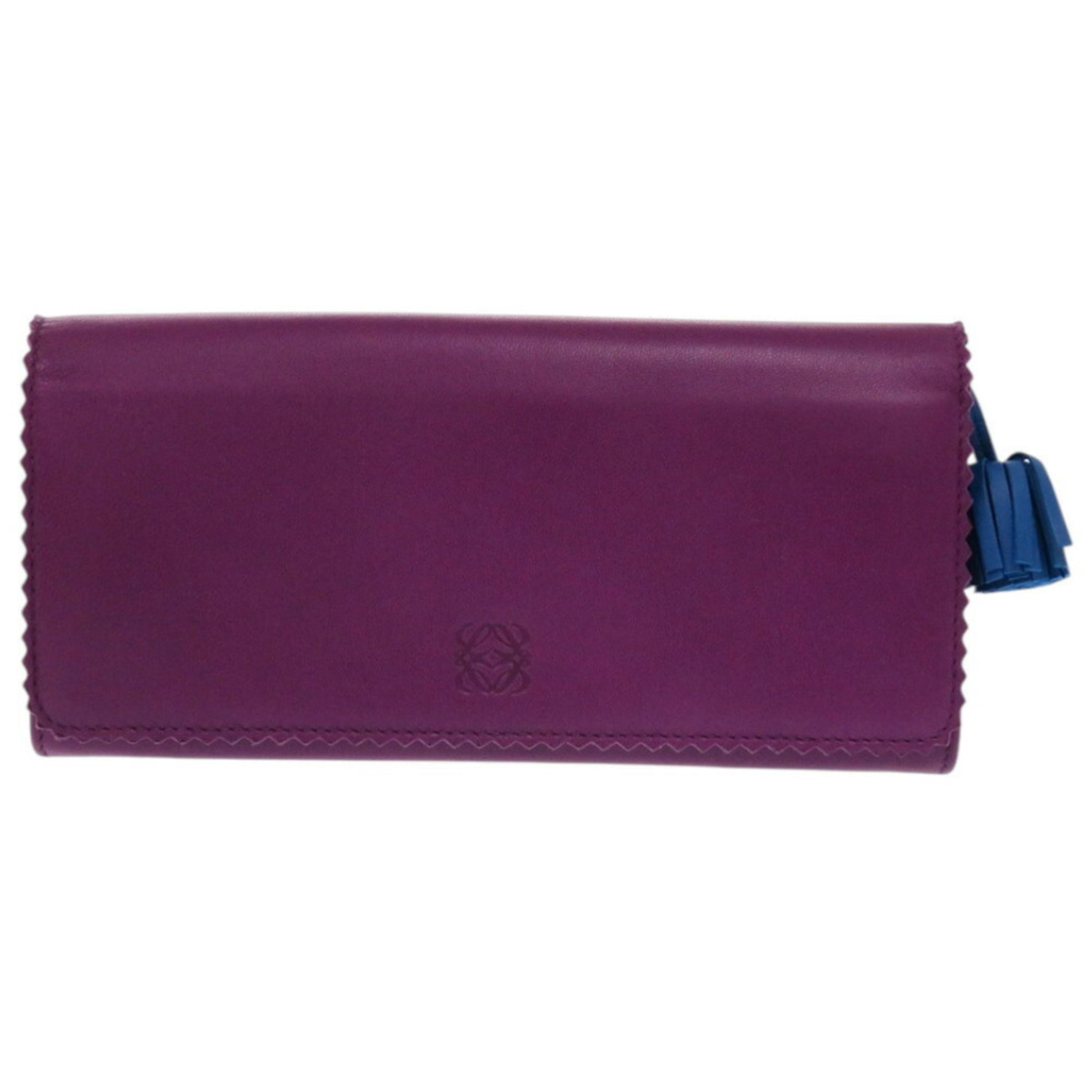 Like new LOEWE Round Tassel Anagram Nappa Leather Purple Long Wallet