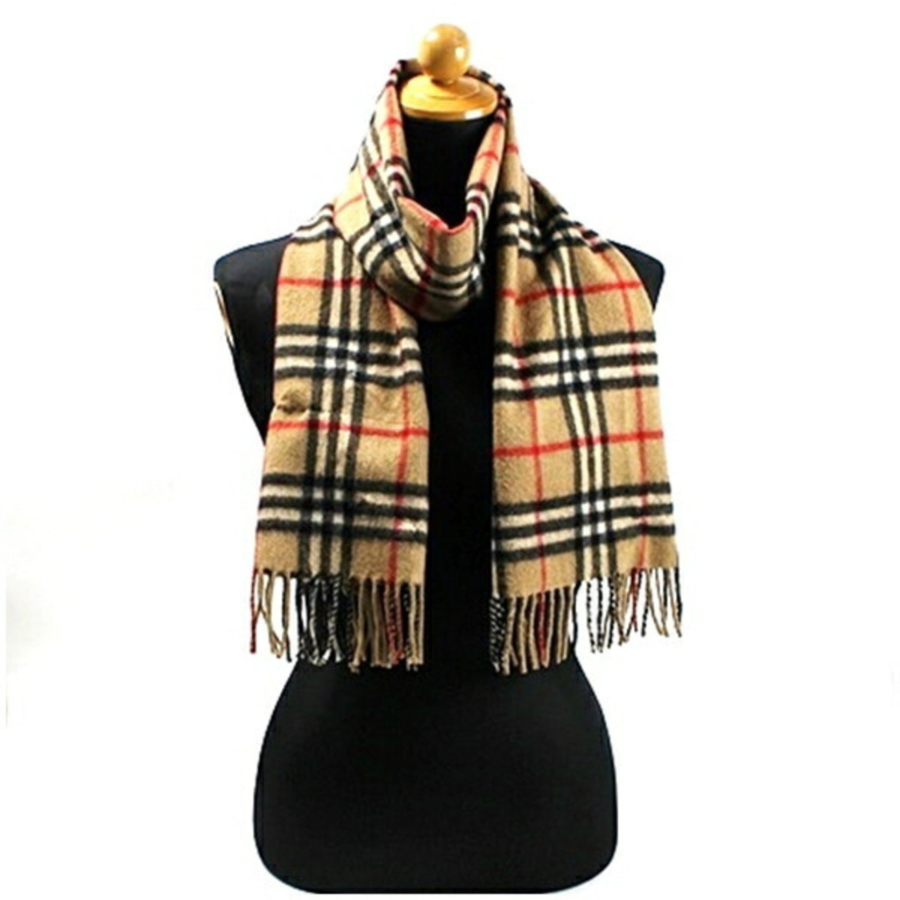 Burberry Cashmere Scarf Camel x Check 150 32 cm Burberrys Men's Women's
