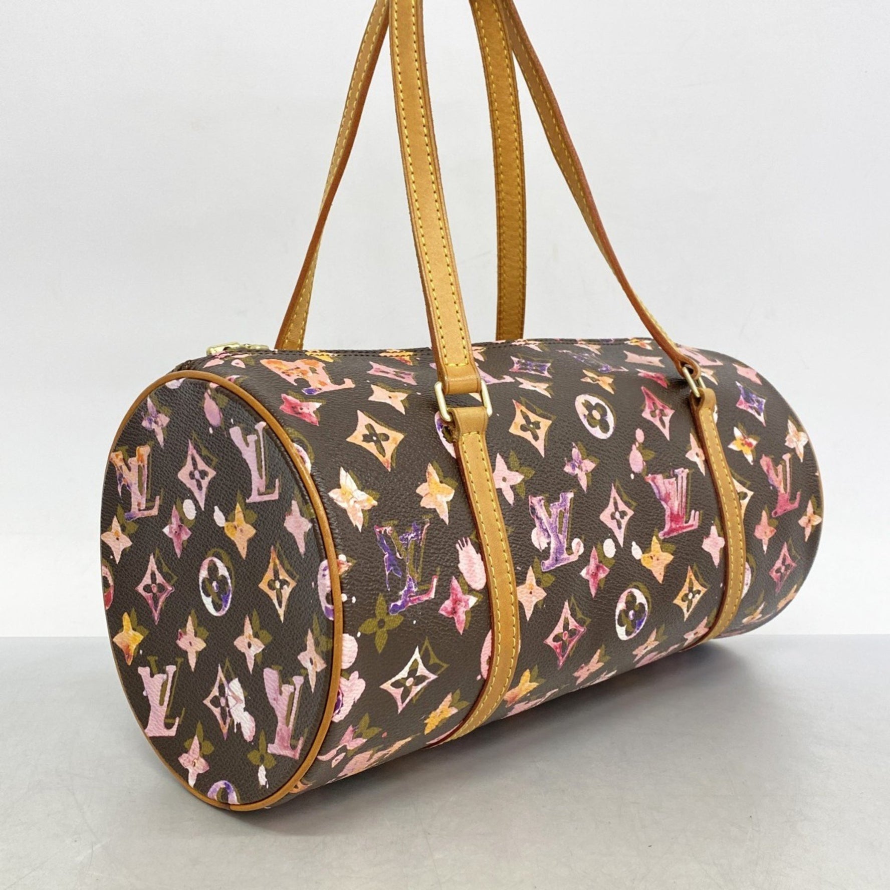 Louis Vuitton Monogram Watercolor Papillon 30 Handbag M95753 Brown/Pink Women's P1190918