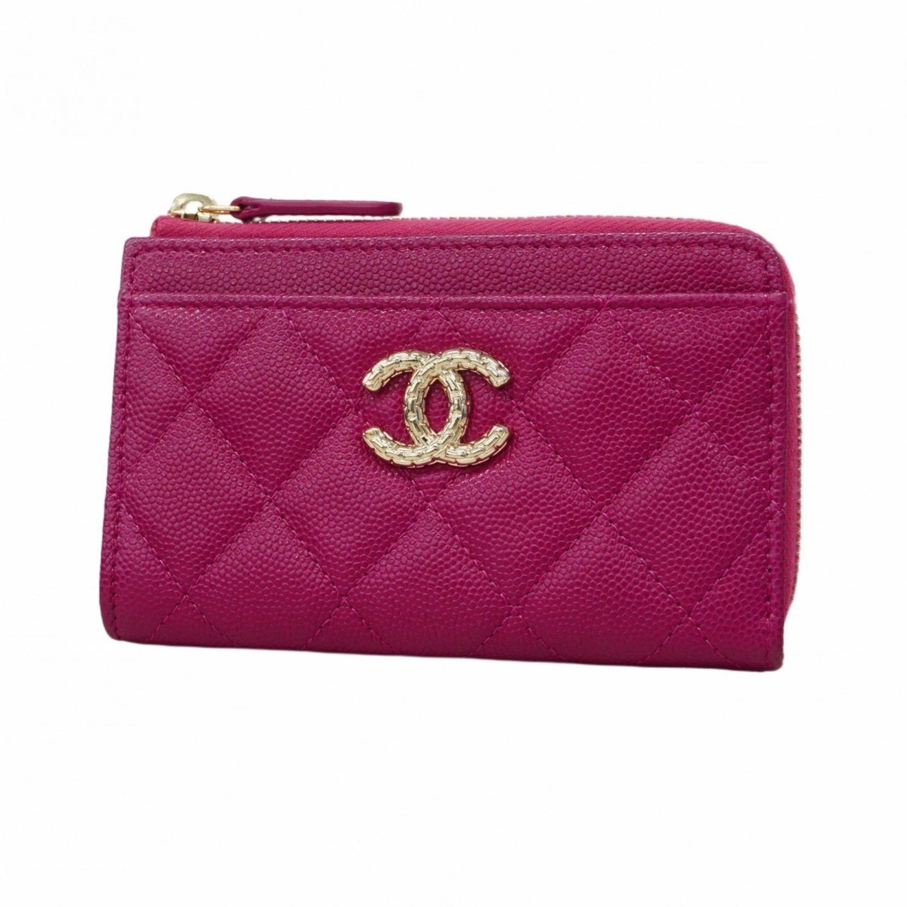 Chanel Matelasse Caviar Leather Wallet/Coin Case, Pink Champagne, Women's