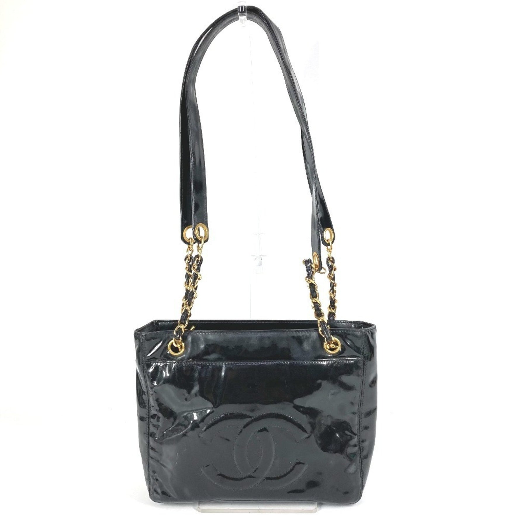 CHANEL CC Coco Mark Logo Tote Bag Chain Shoulder Enamel