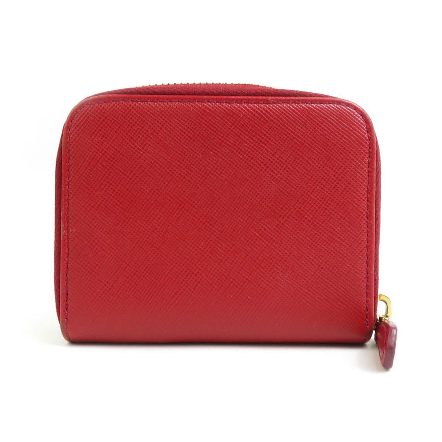 PRADA Wallet/Coin Case Leather Dark Red Gold