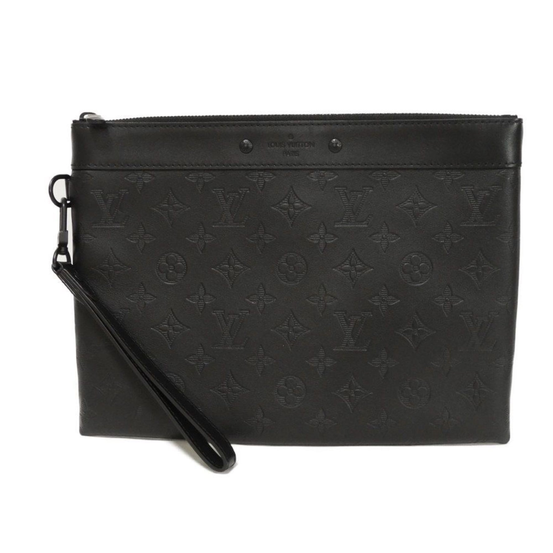 Louis Vuitton Clutch Bag Pochette To Go Current LV Black Strap RFID Monogram Shadow Noir