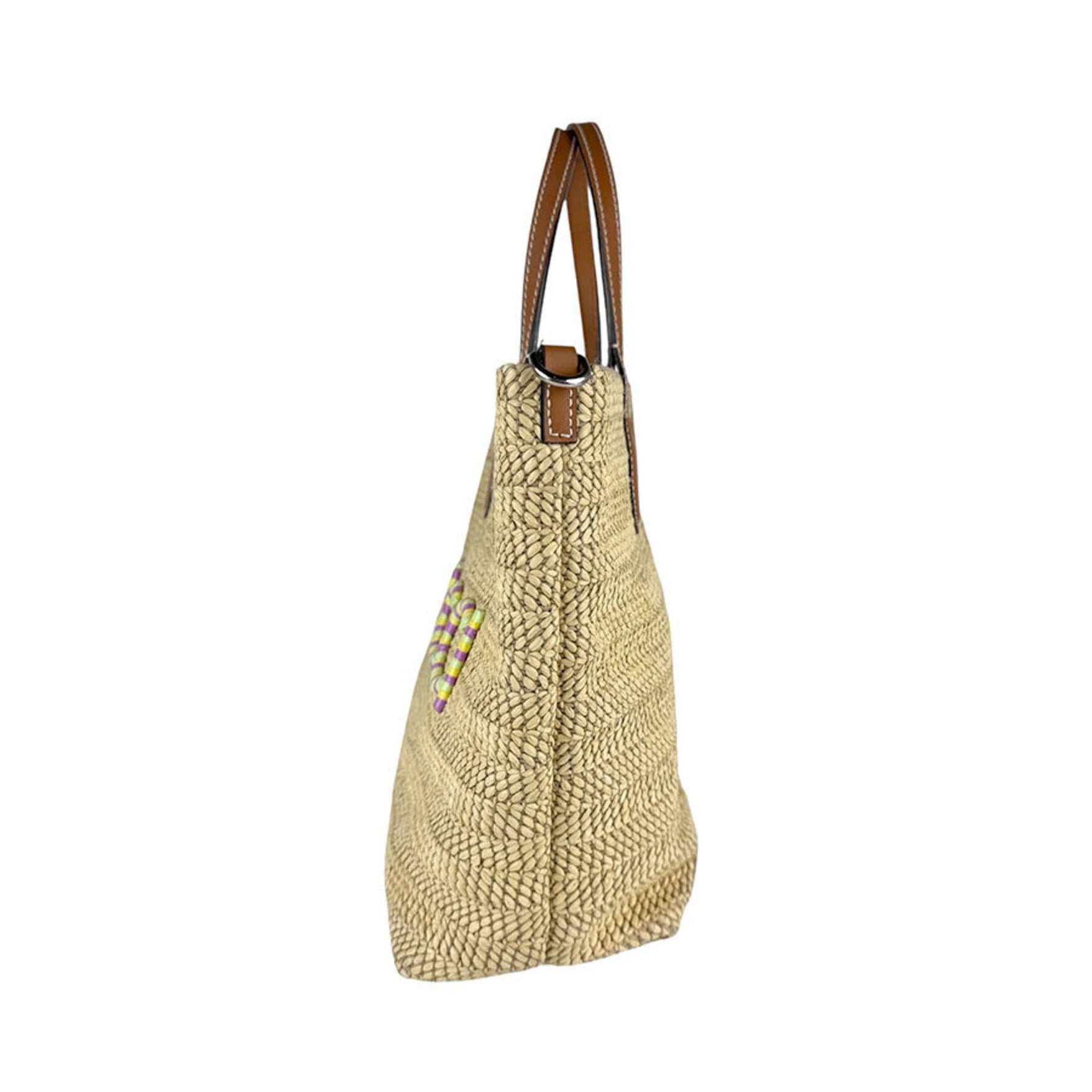 Gucci handbag/shoulder bag in raffia and leather beige, brown, silver