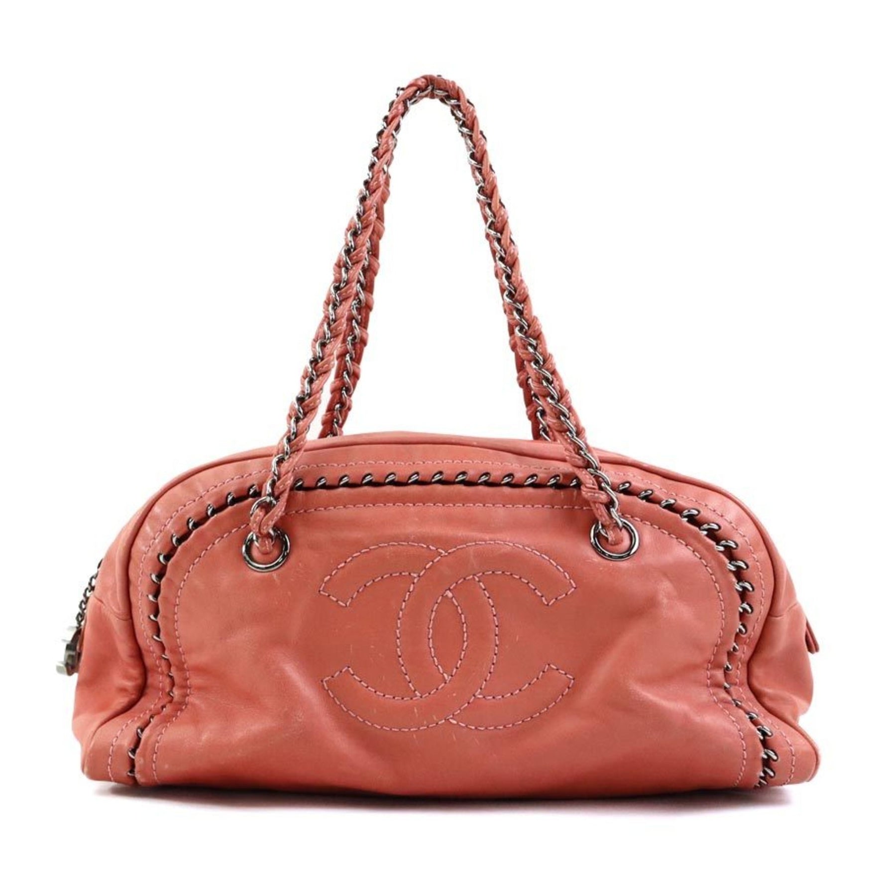 CHANEL handbag leather orange pink ladies e59879a