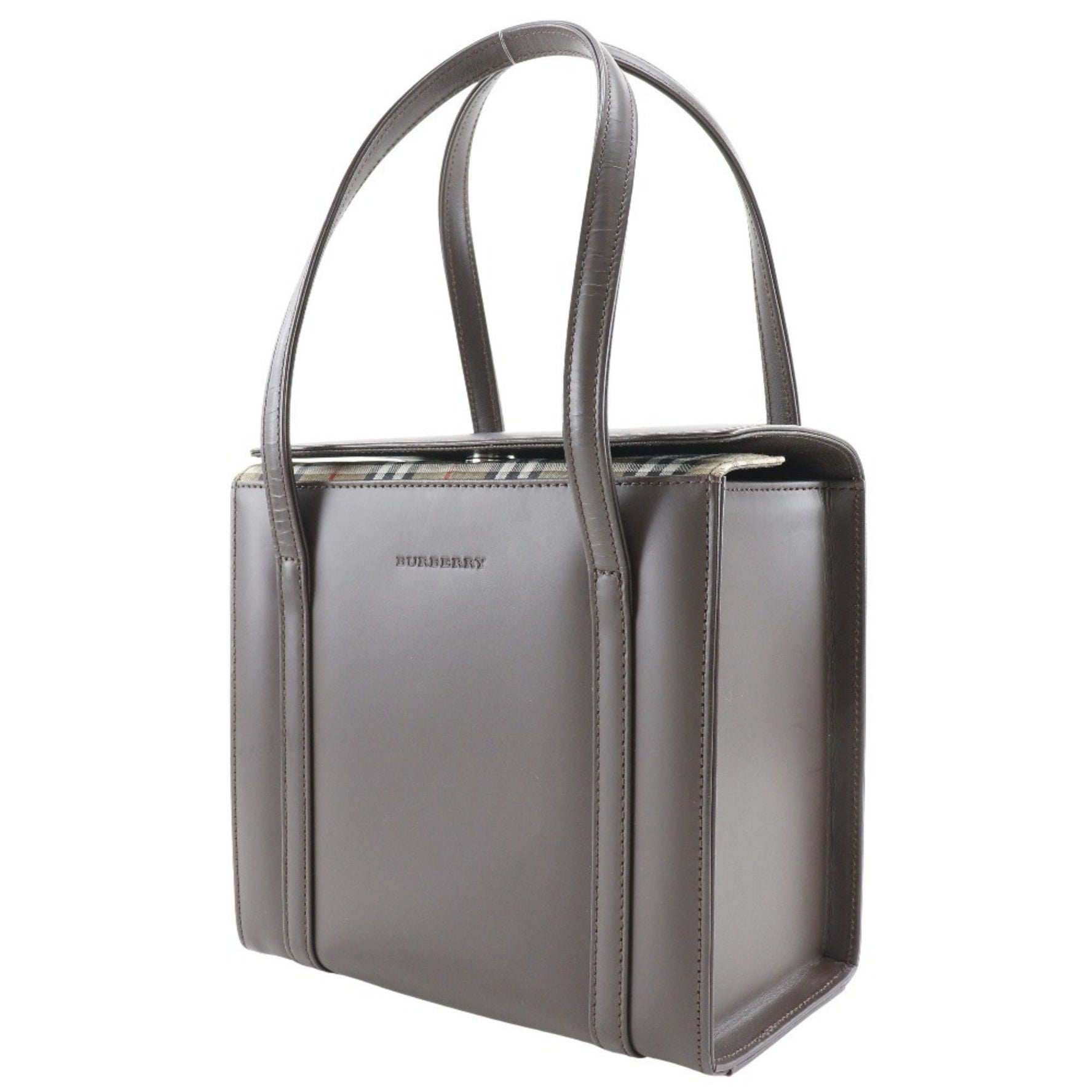 Burberry BURBERRY Box Handbag Nova Check Calf Brown Type Ladies