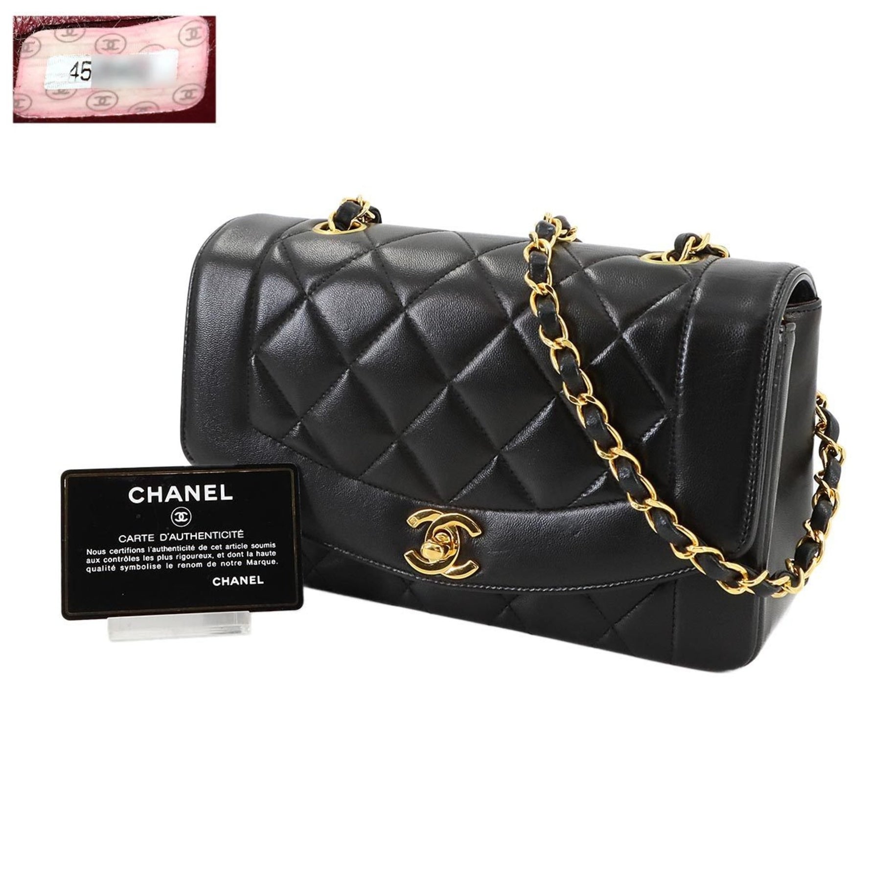 CHANEL Diana Matelasse 22 Chain Shoulder Bag in Black Lambskin (A01164)