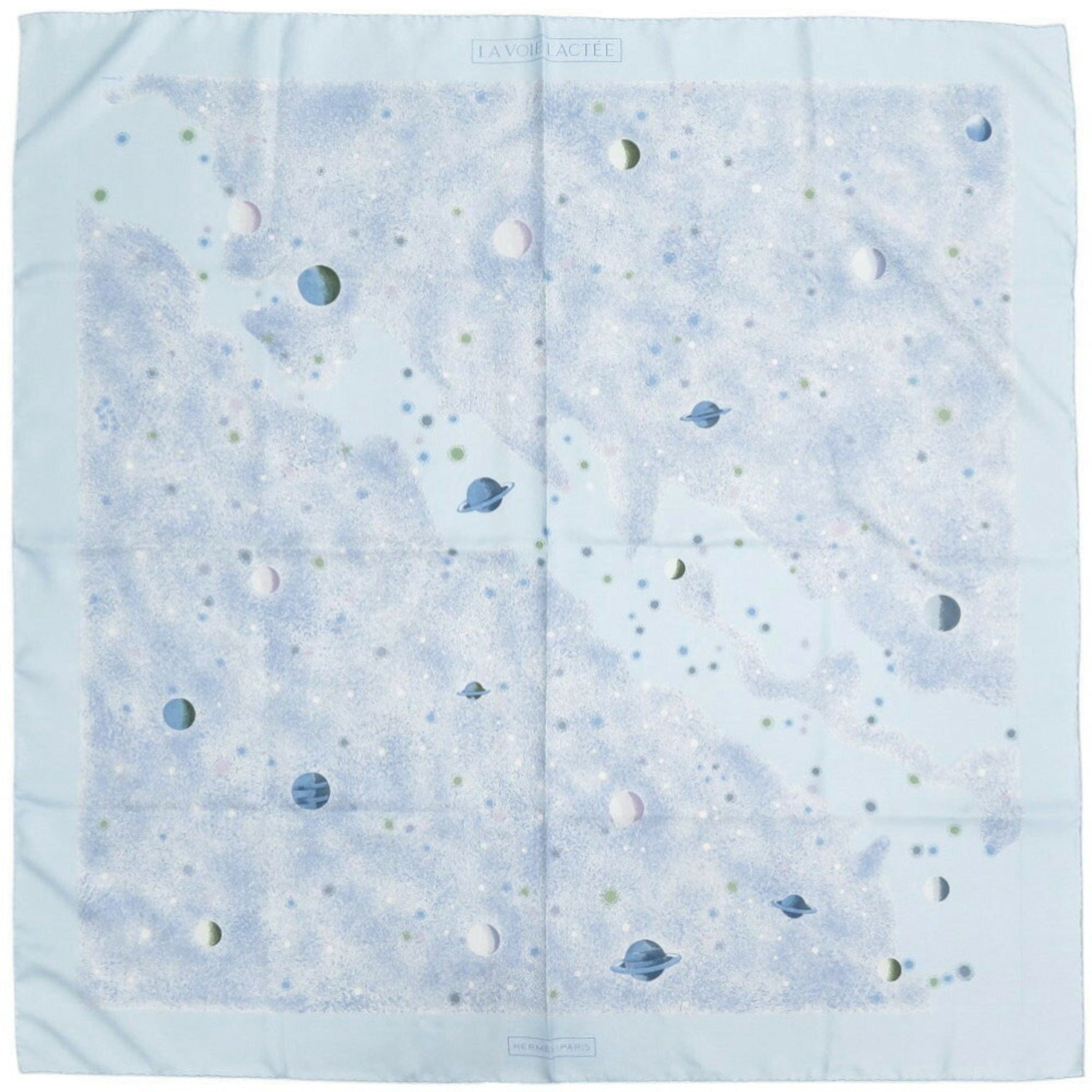 Hermès Carré 90 LA VOIE LACTEE Milky Way Silk Light Blue Scarf/Muffler