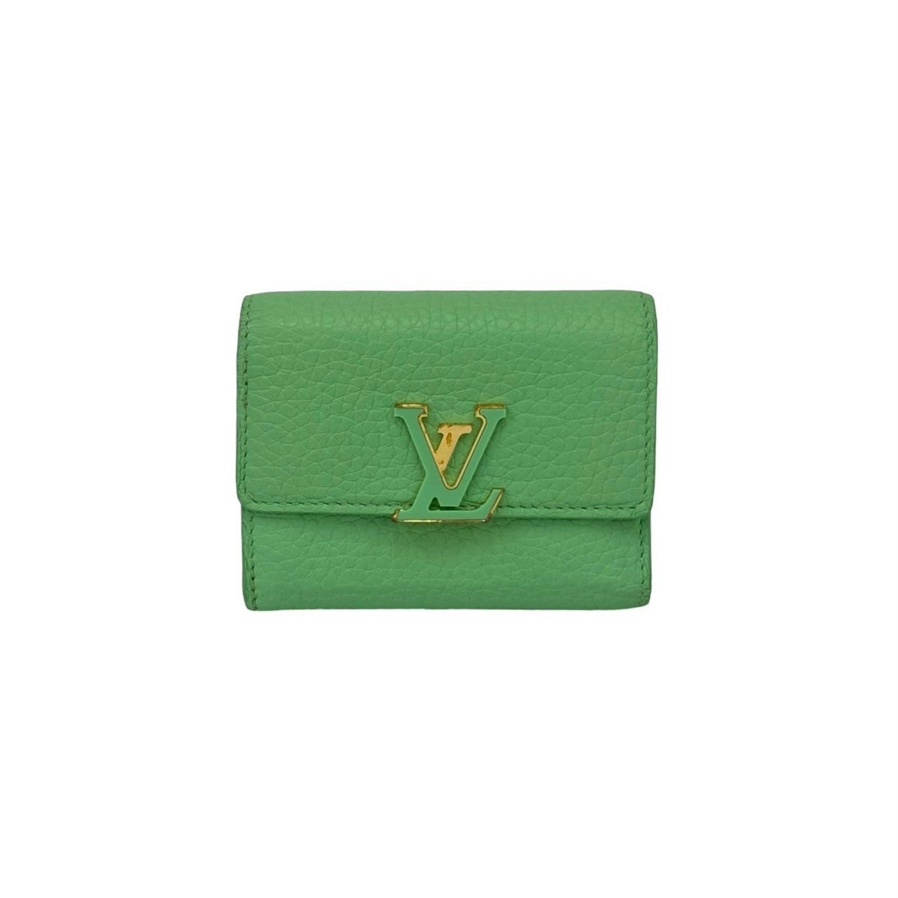 LOUIS VUITTON Portefeuille Capucines XS Leather Tri-fold Wallet, Green
