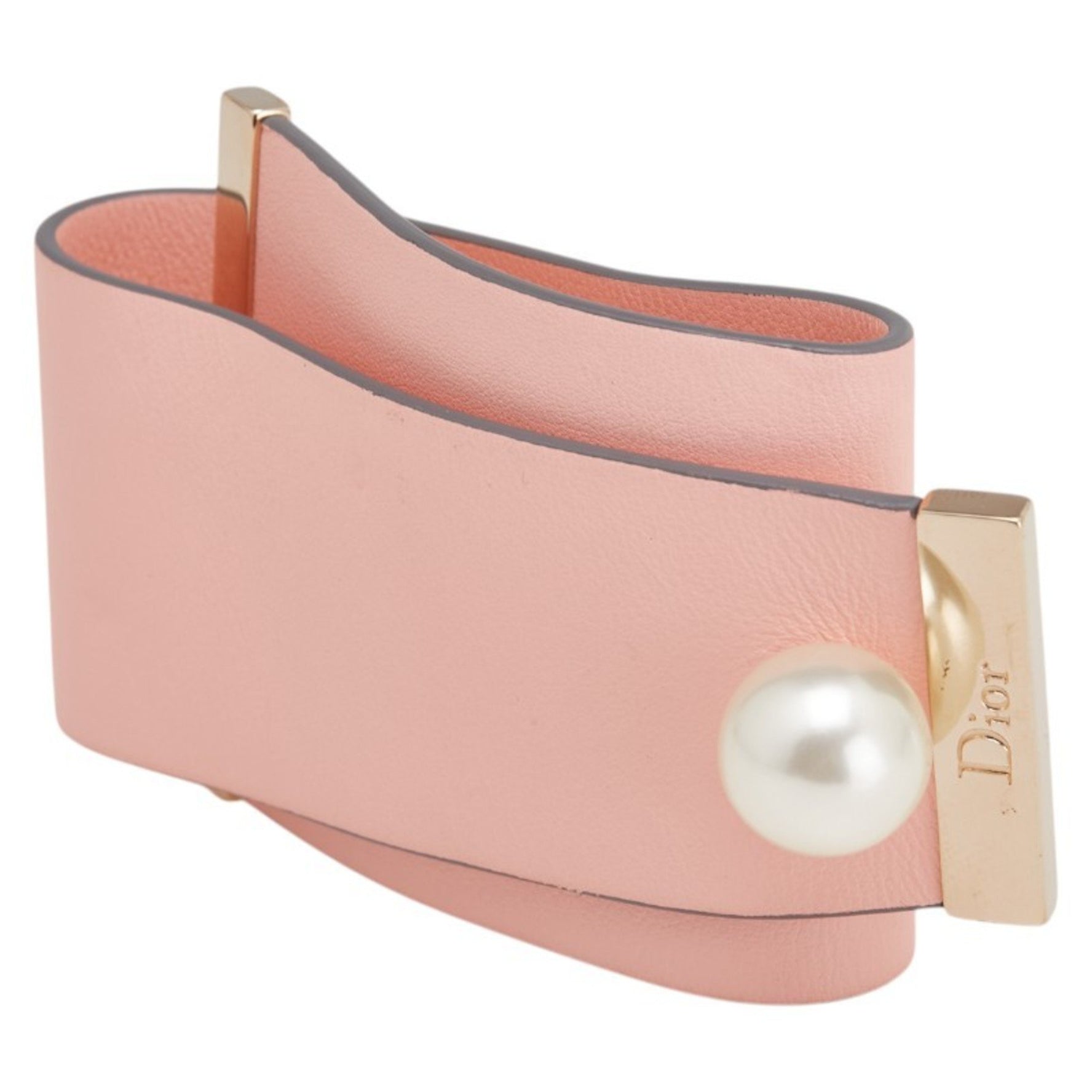 Christian Dior Dior Bracelet in Light Pink Leather with Faux Pearls